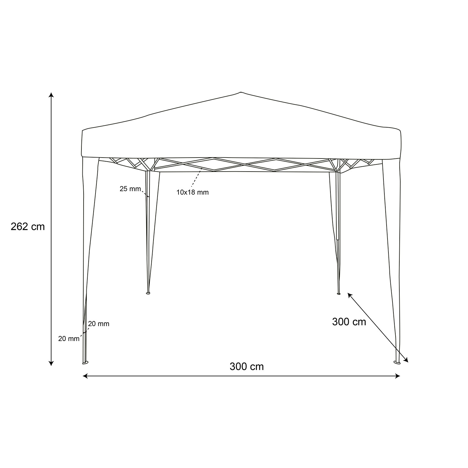 VESTIAMO CASA GIARDINO - Gazebo da giardino Richiudibile in acciaio Antracite con telo Ècru 3x3 metri