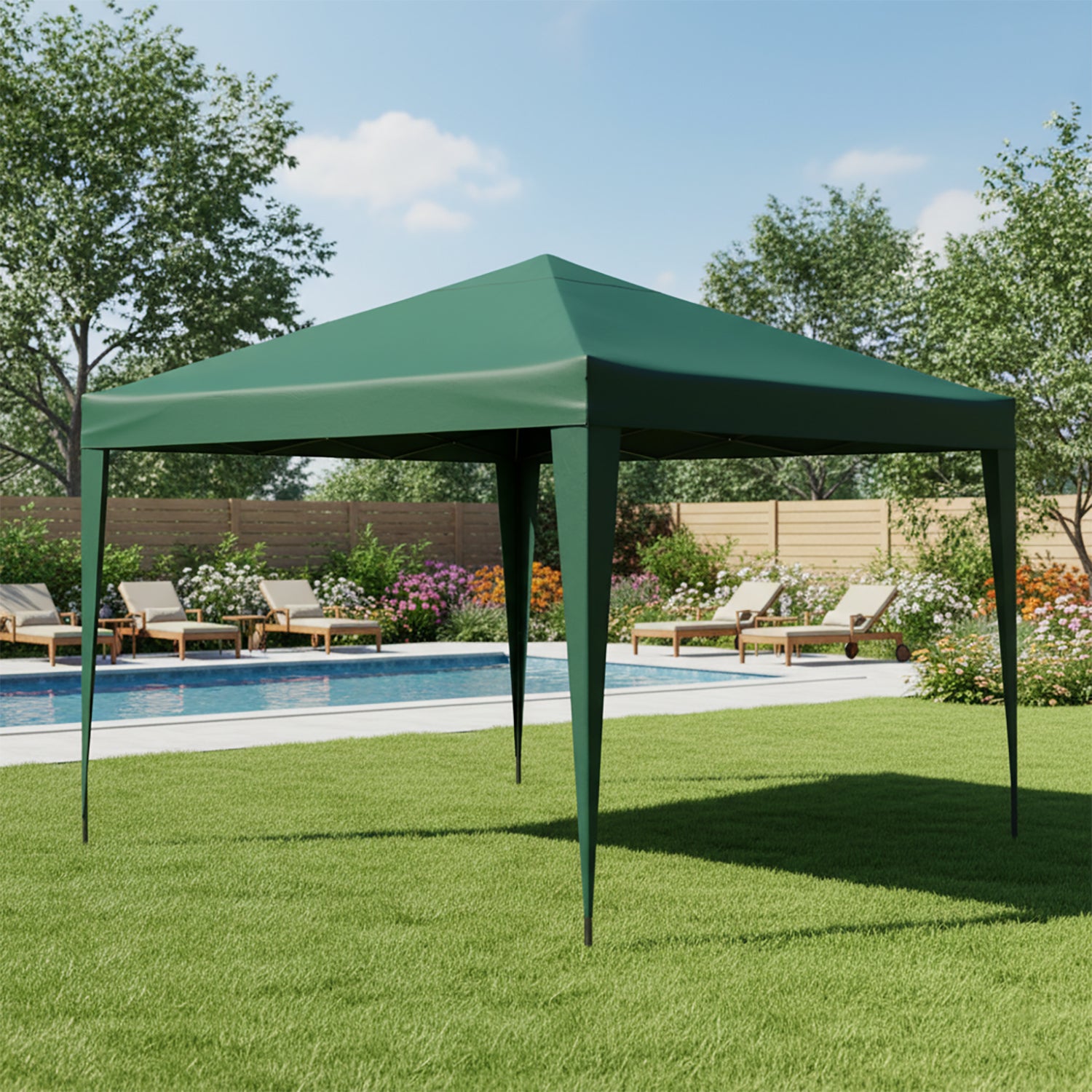 VESTIAMO CASA GIARDINO - Gazebo da giardino Richiudibile in acciaio Antracite con telo Verde 3x3 metri