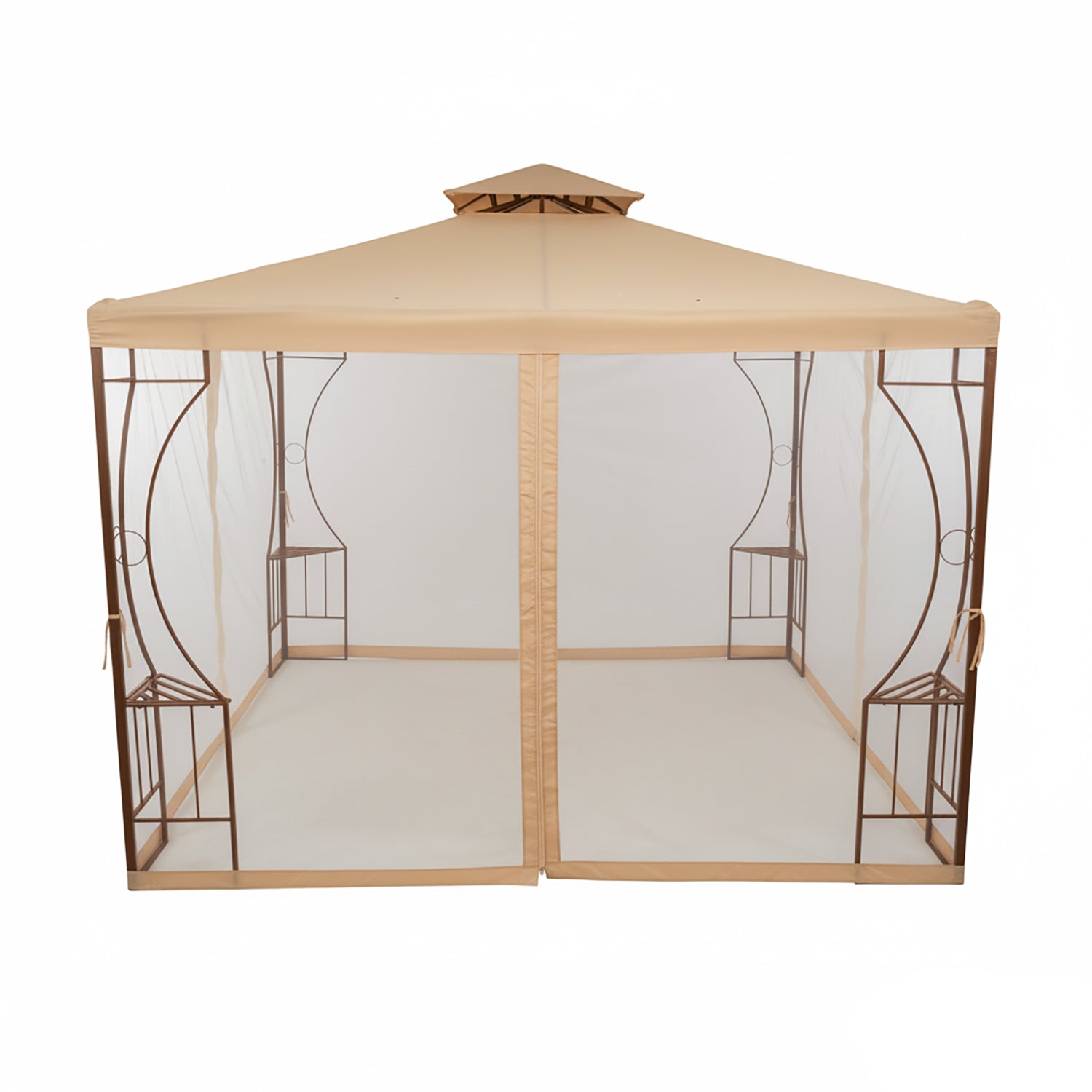 VESTIAMO CASA GIARDINO - Gazebo da giardino in Acciaio Bronzato con Telo in Poliestere Camel e Zanzariera 3x3 metri