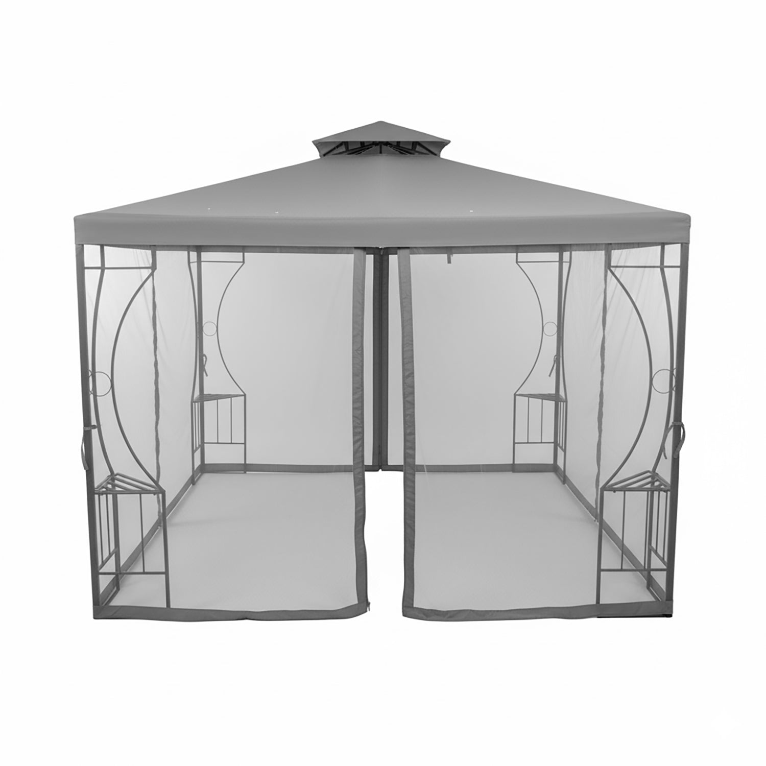 VESTIAMO CASA GIARDINO - Gazebo da giardino in Acciaio Antracite con Telo in Poliestere Grigio e Zanzariera 3x3 metri