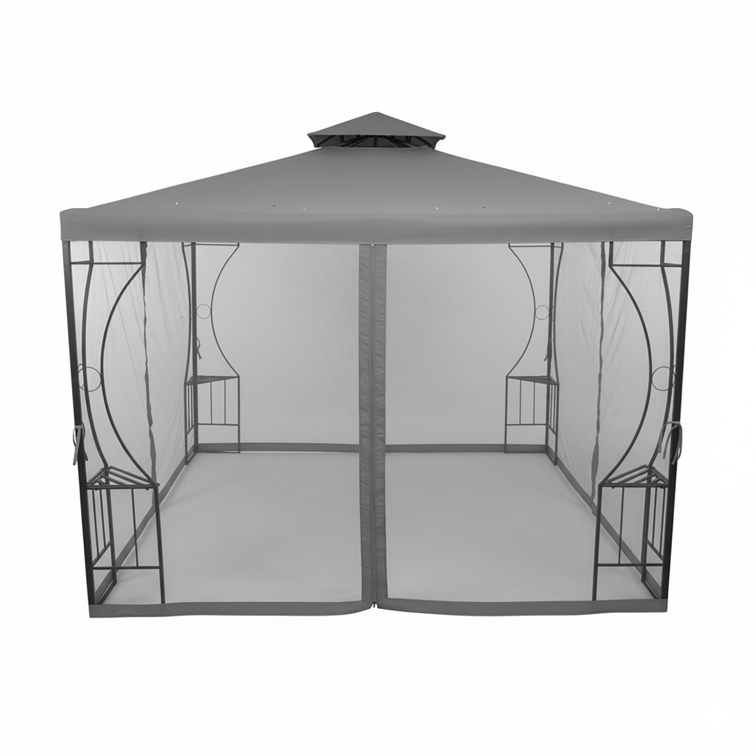 VESTIAMO CASA GIARDINO - Gazebo da giardino in Acciaio Antracite con Telo in Poliestere Grigio e Zanzariera 3x3 metri