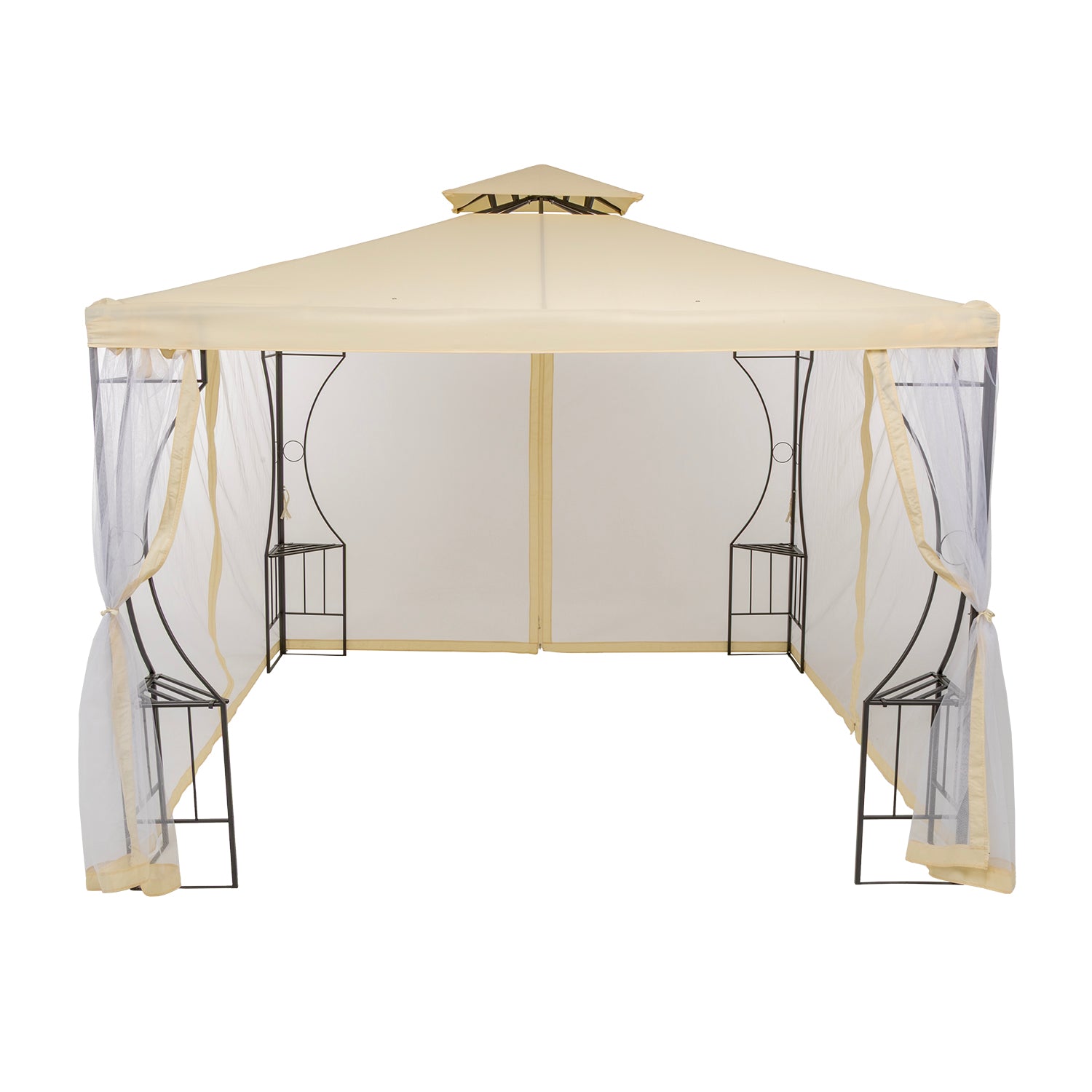 VESTIAMO CASA GIARDINO - Gazebo da giardino in Acciaio Antracite con Telo in Poliestere Écru e Zanzariera 3x3 metri