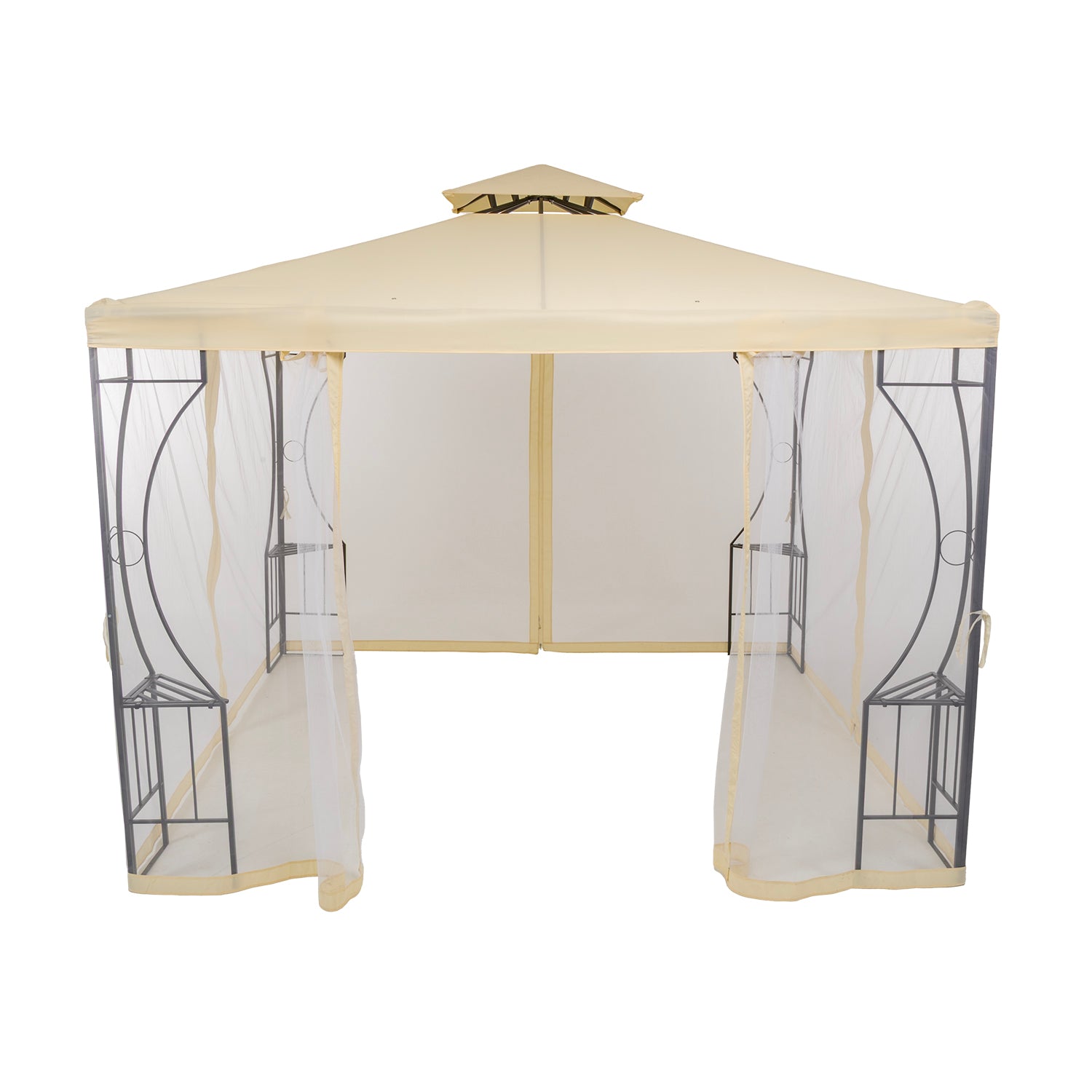 VESTIAMO CASA GIARDINO - Gazebo da giardino in Acciaio Antracite con Telo in Poliestere Écru e Zanzariera 3x3 metri