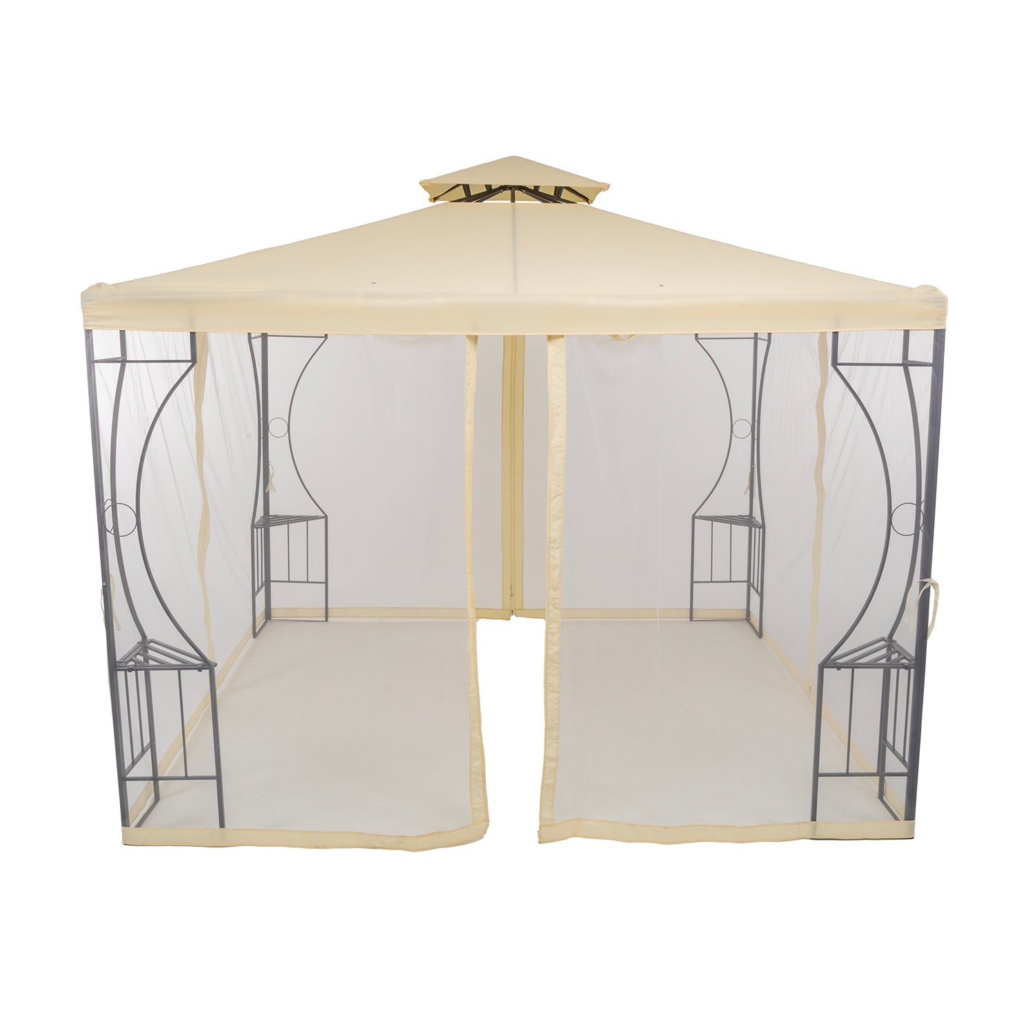 VESTIAMO CASA GIARDINO - Gazebo da giardino in Acciaio Antracite con Telo in Poliestere Écru e Zanzariera 3x3 metri