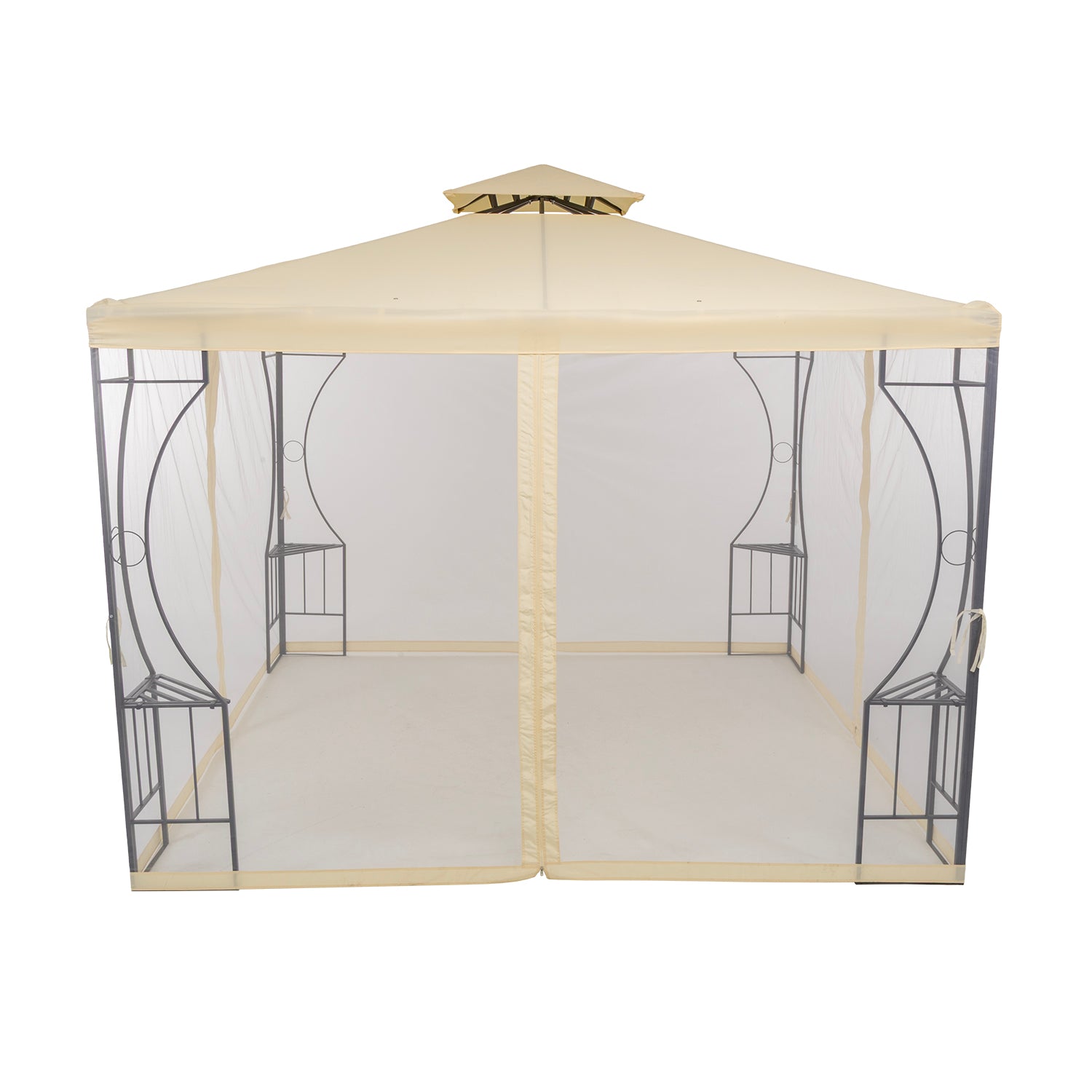 VESTIAMO CASA GIARDINO - Gazebo da giardino in Acciaio Antracite con Telo in Poliestere Écru e Zanzariera 3x3 metri