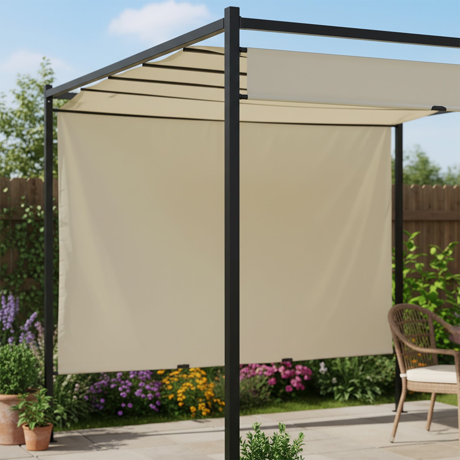 VESTIAMO CASA GIARDINO - Gazebo Pergola Orientabile Telo Ècru 3x3 metri