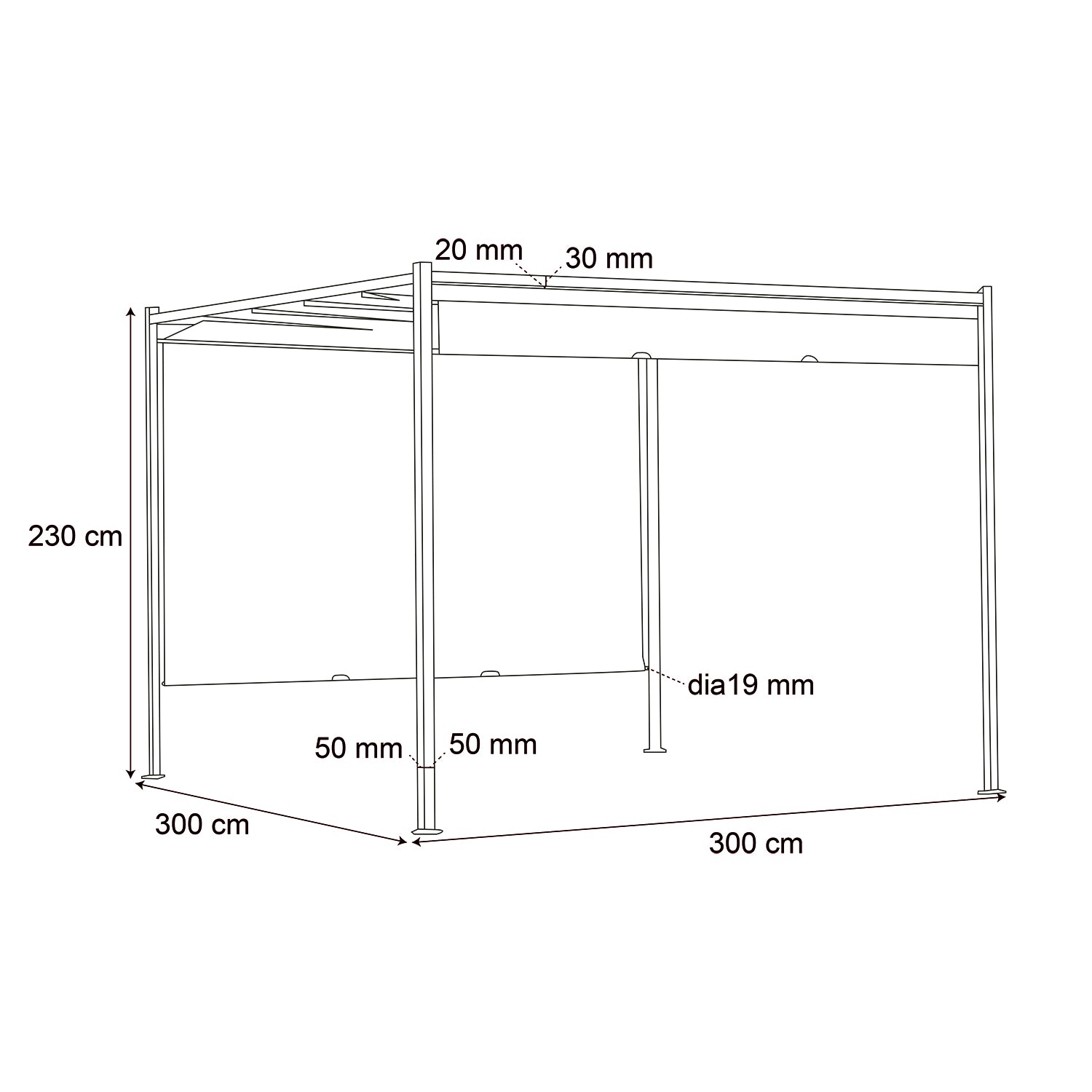 VESTIAMO CASA GIARDINO - Gazebo Pergola Orientabile Telo Ècru 3x3 metri