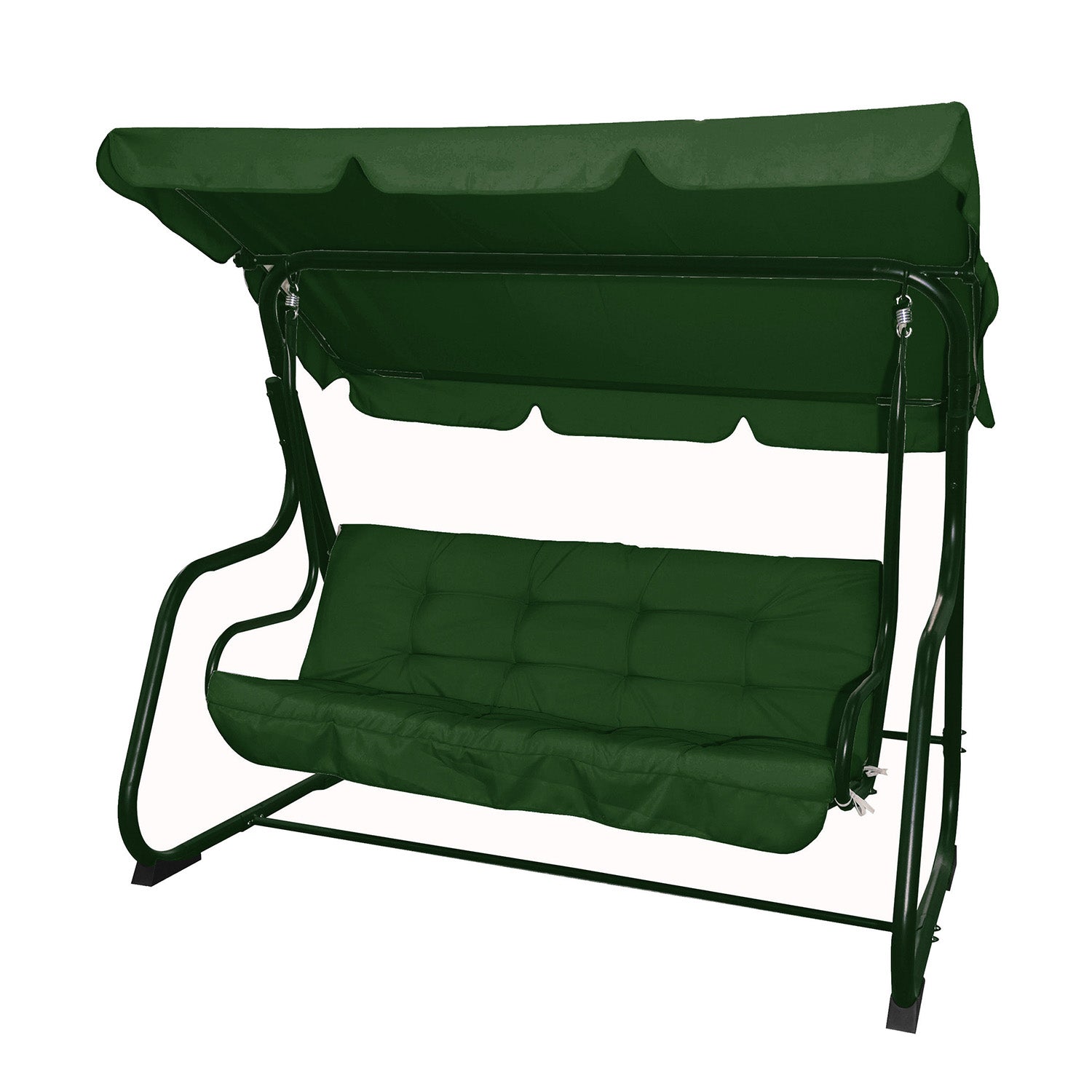 VESTIAMO CASA GIARDINO - Dondolo Reclinabile 3 Posti Verde con Struttura in Acciaio Verde - h164x200x120 cm