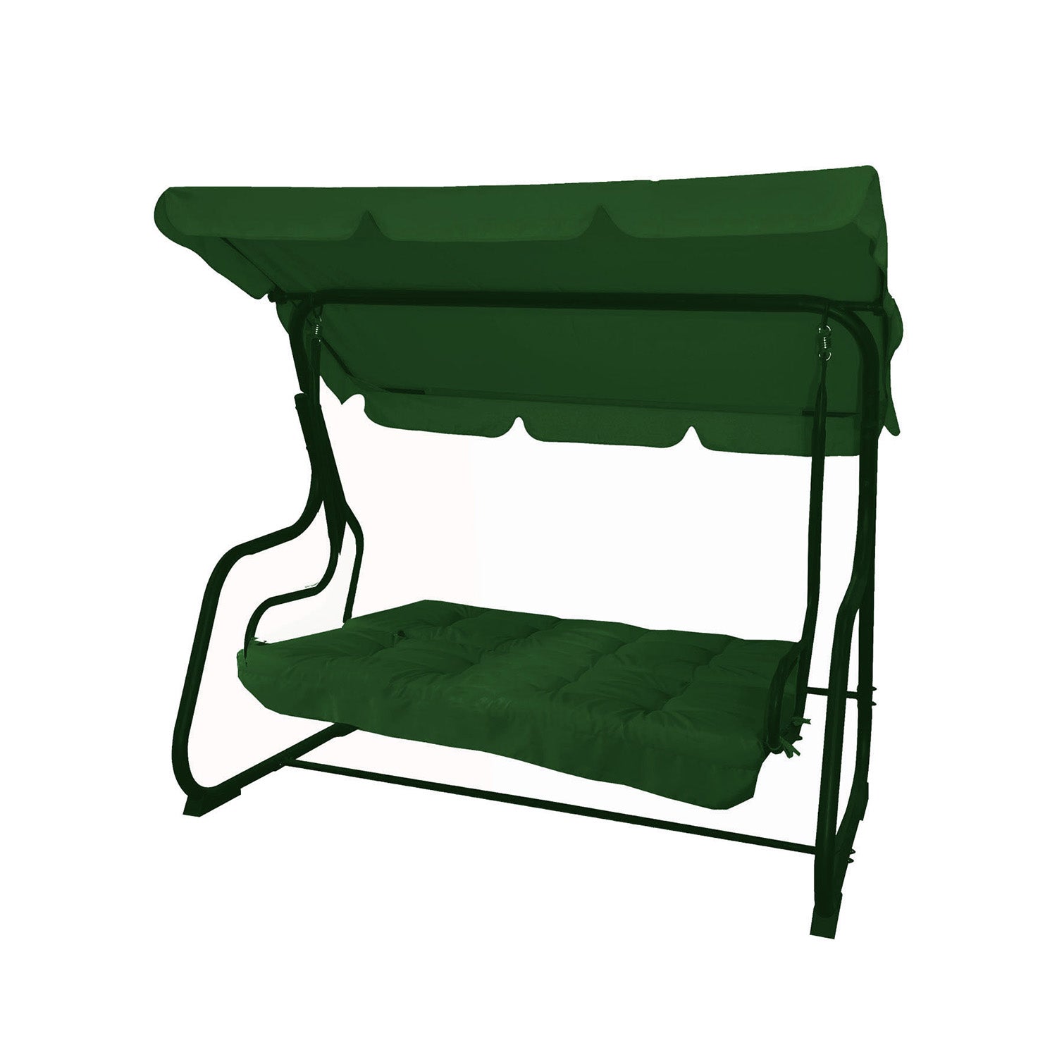 VESTIAMO CASA GIARDINO - Dondolo Reclinabile 3 Posti Verde con Struttura in Acciaio Verde - h164x200x120 cm