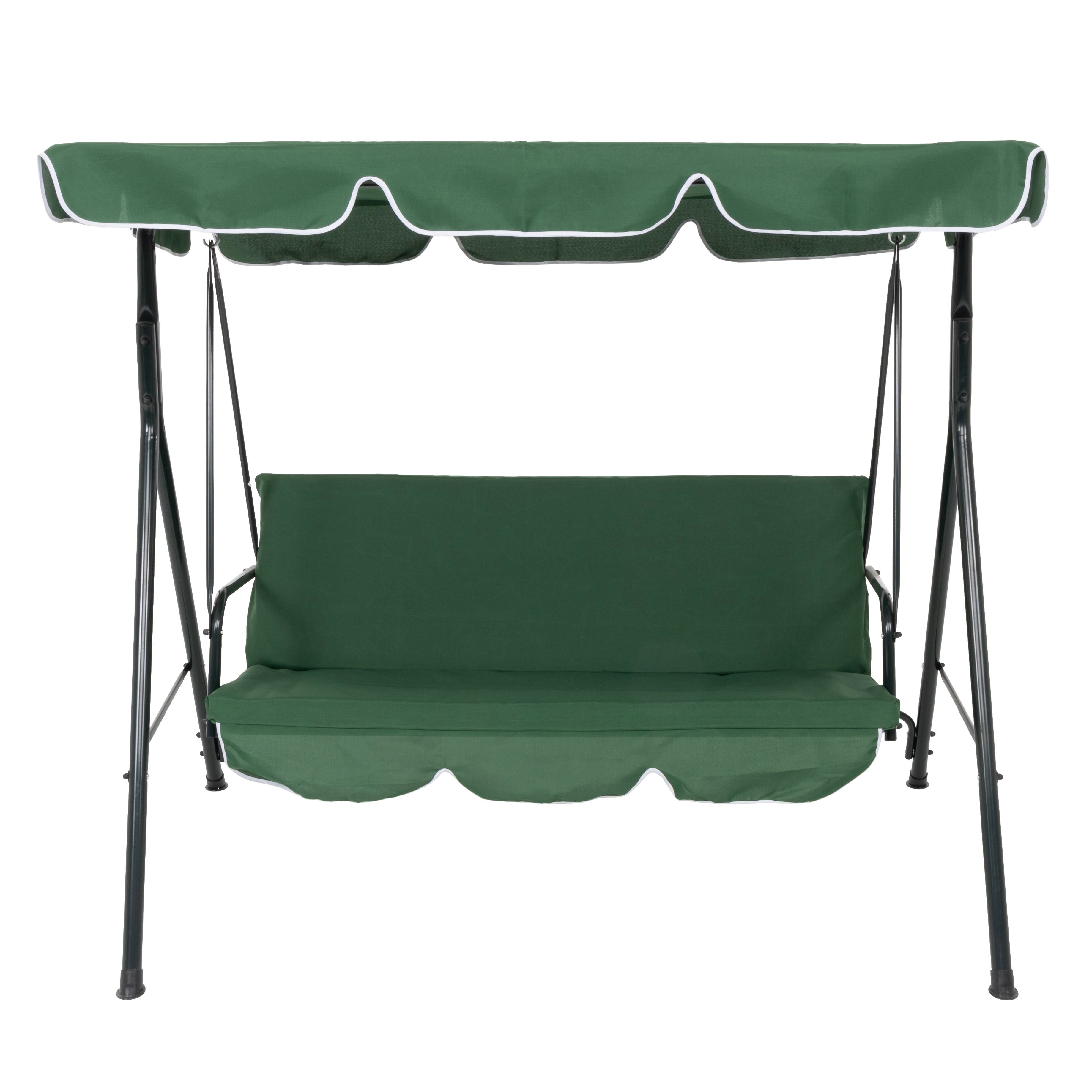 VESTIAMO CASA GIARDINO - Dondolo da Giardino 3 Posti Verde in Acciaio con Tettuccio - h153x170x110 cm