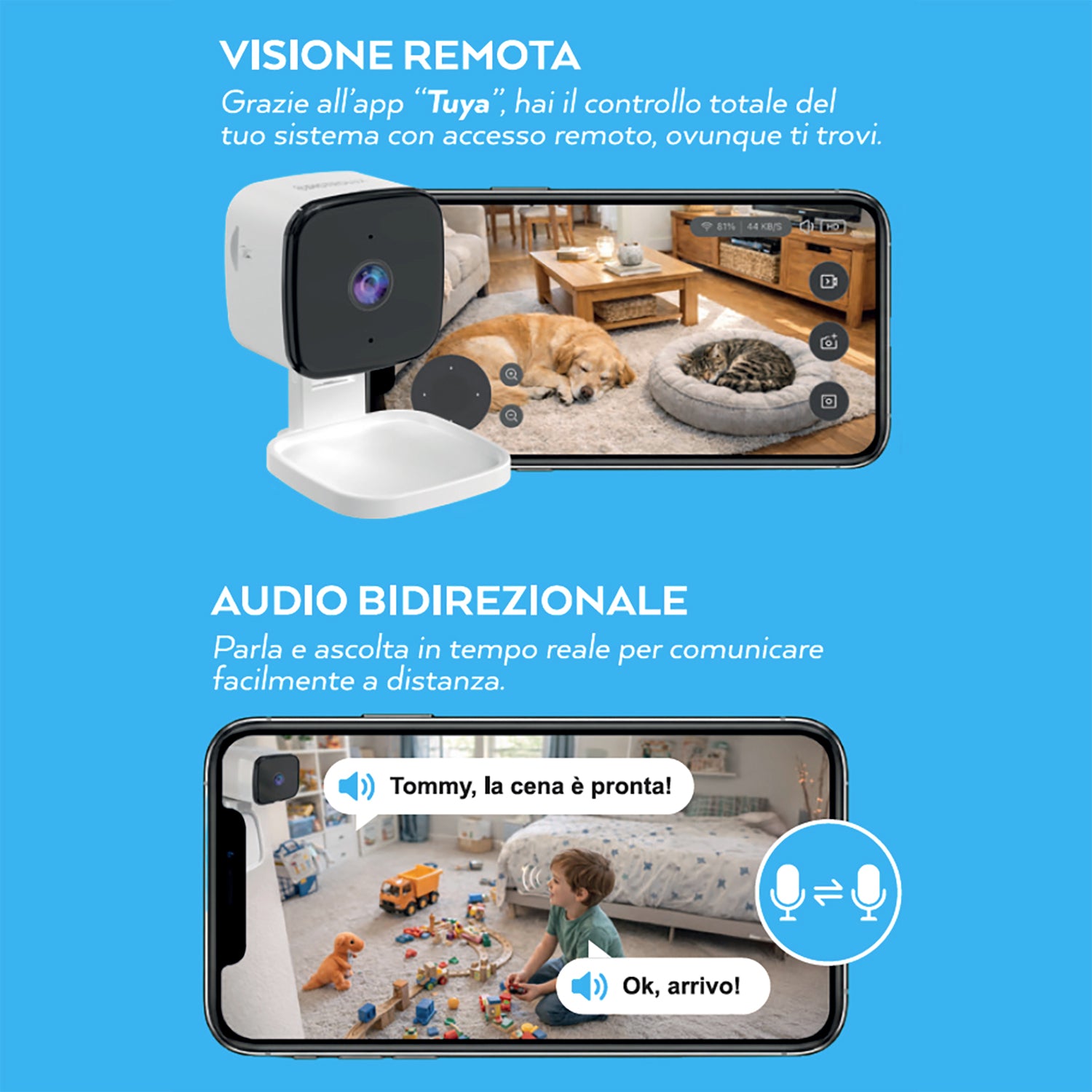 DICTROLUX - Telecamera WiFi da Interno HD Smart Security DLX301 2K 3MP con App Tuya