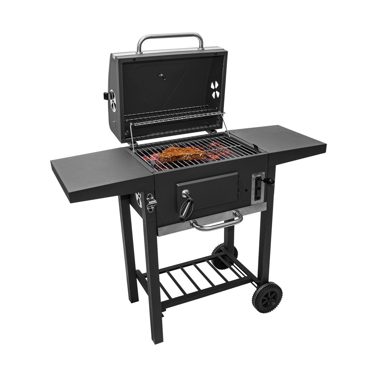 GUSTO CASA - Barbecue a Carbone con Coperchio e Termometro Integrato - h96,3x108x36 cm