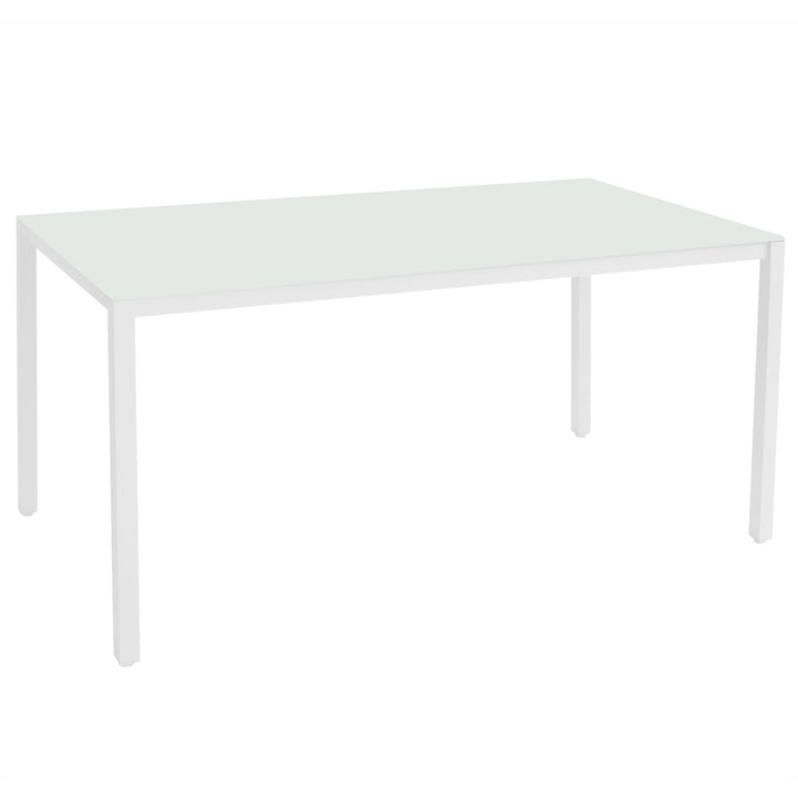 VESTIAMO CASA - Tavolo da giardino bianco in acciaio con vetro temperato 150x80cm