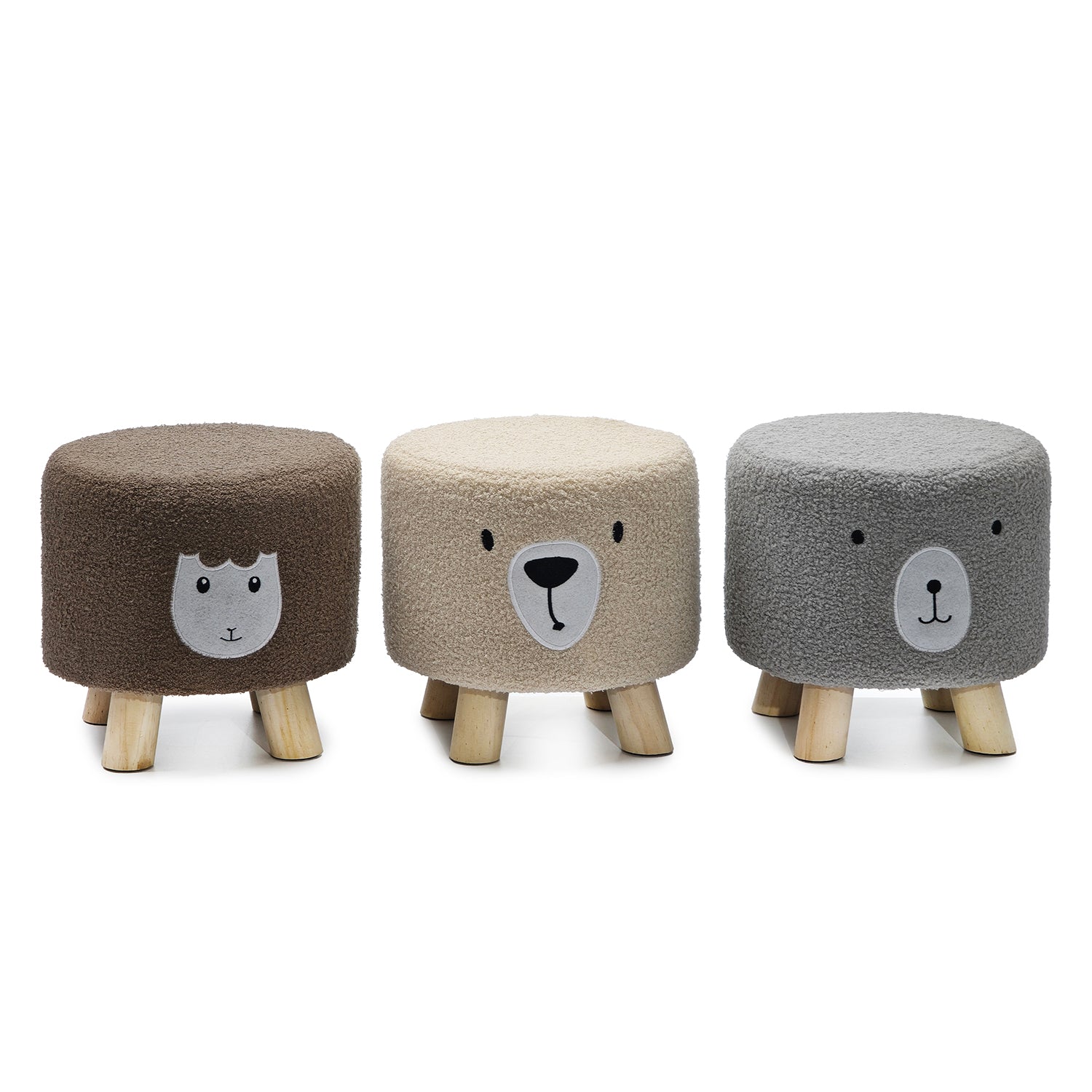 VESTIAMO CASA - Pouf Animali Teddy effetto peluche h28 cm diametro 28 cm