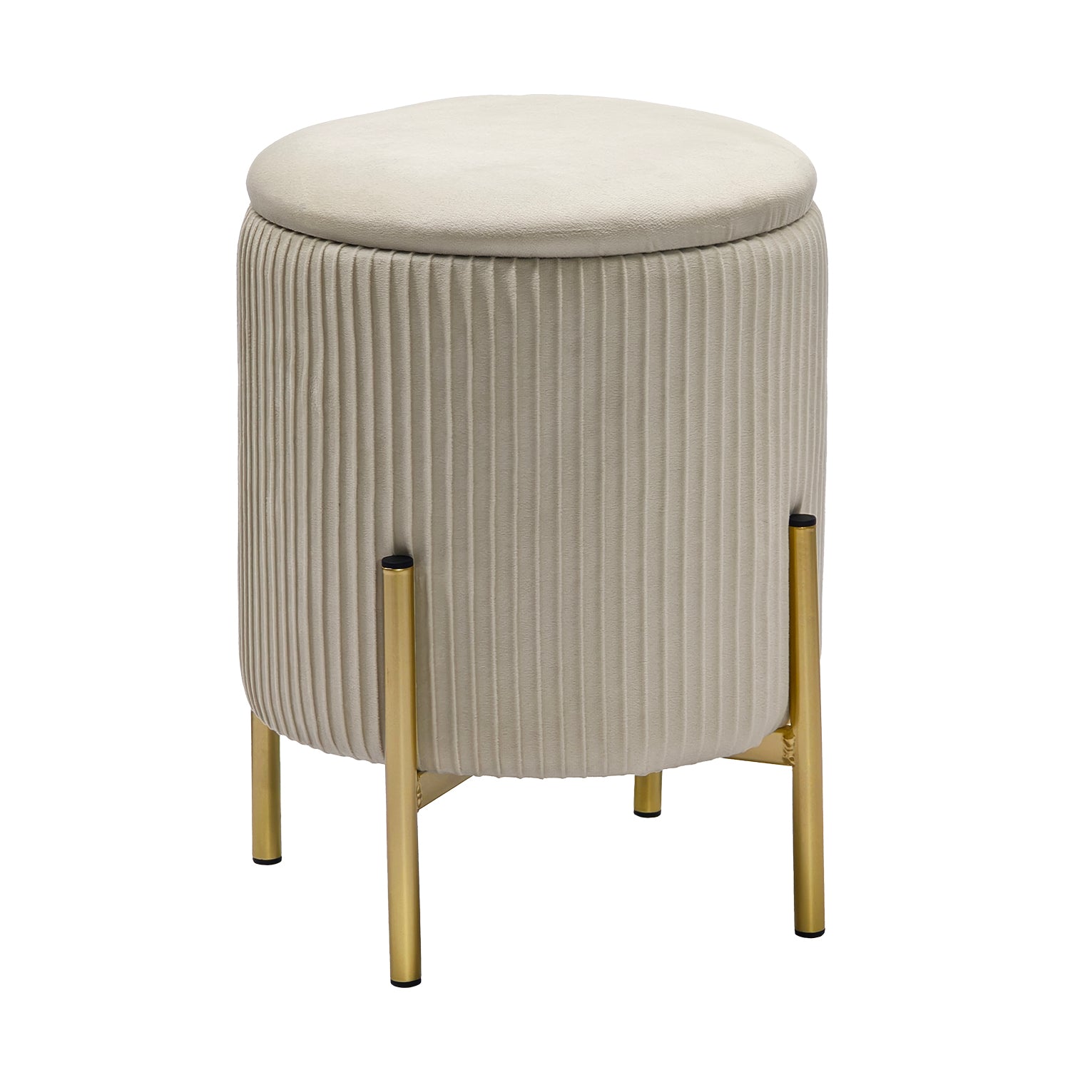 VESTIAMO CASA - Pouf Contenitore Apribile Crema - h42 cm diametro 30 cm