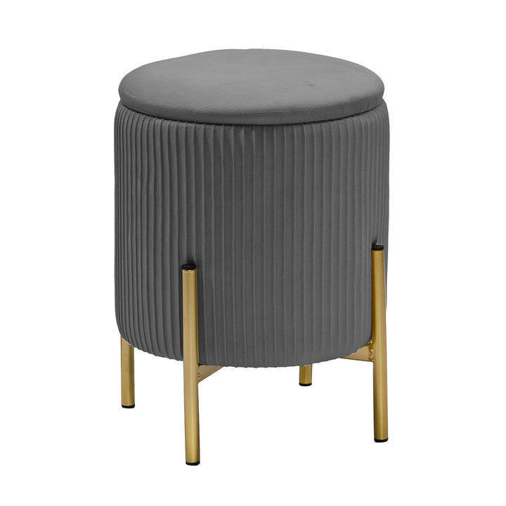 VESTIAMO CASA - Pouf Contenitore Apribile Grigio - h42 cm diametro 30 cm