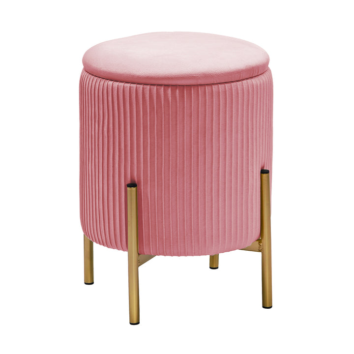 VESTIAMO CASA - Pouf Contenitore Apribile Rosa - h42 cm diametro 30 cm