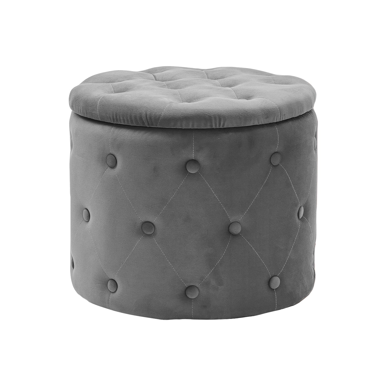 VESTIAMO CASA - Pouf Contenitore Apribile Grigio Scuro - h40,5 cm diametro 48,5 cm