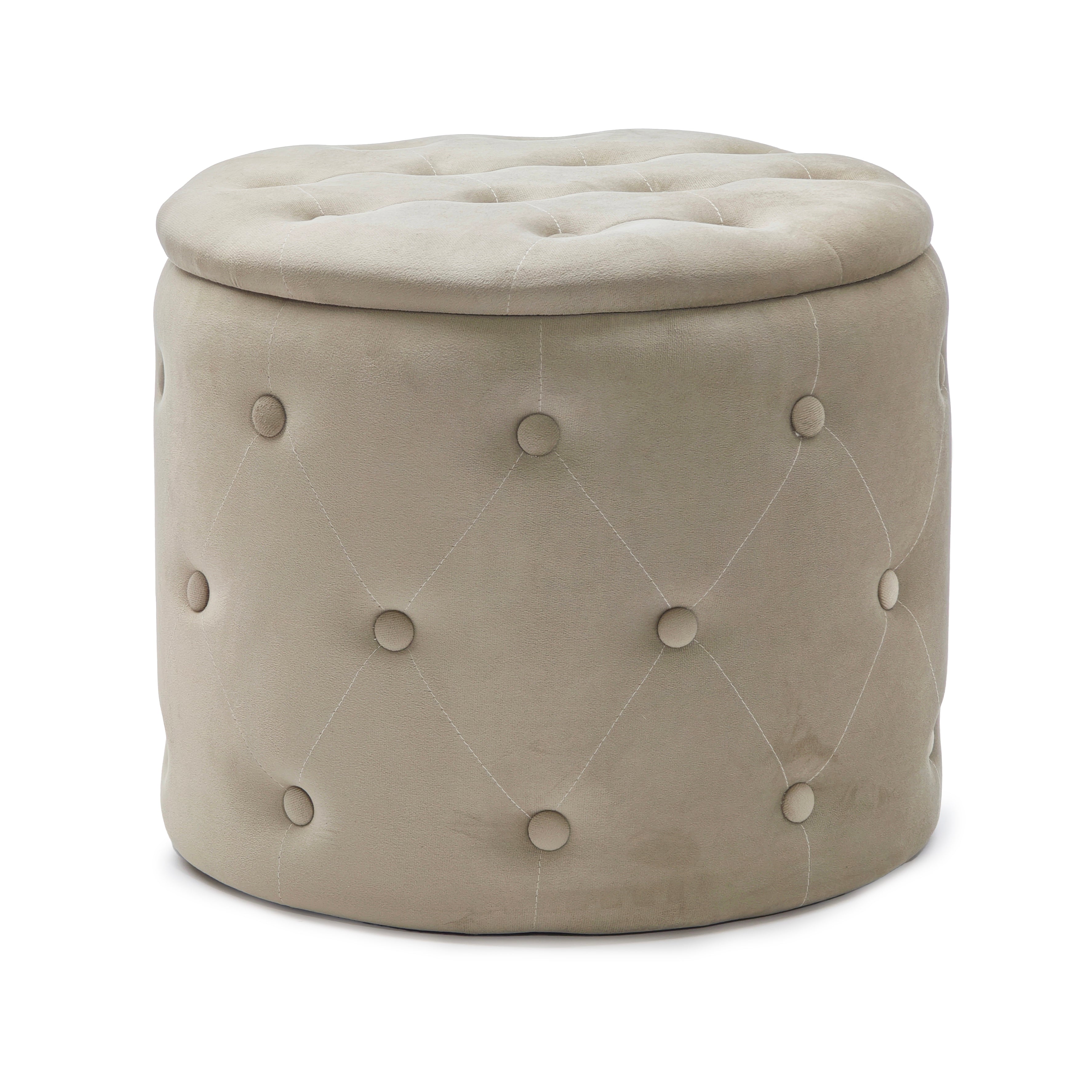 VESTIAMO CASA - Pouf Contenitore Apribile Tortora - h40,5 cm diametro 48,5 cm