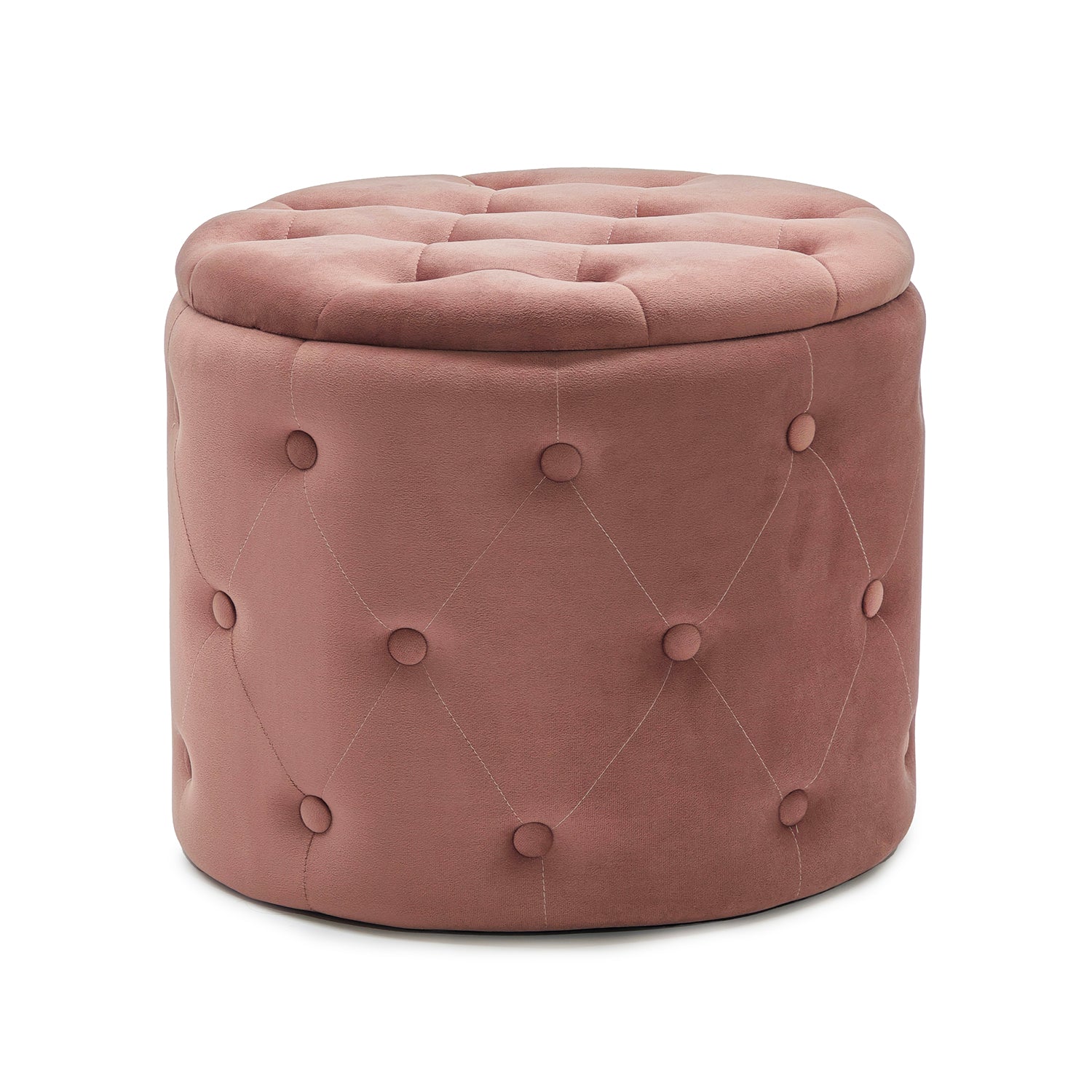 VESTIAMO CASA - Pouf Contenitore Apribile Rosa - h40,5 cm diametro 48,5 cm