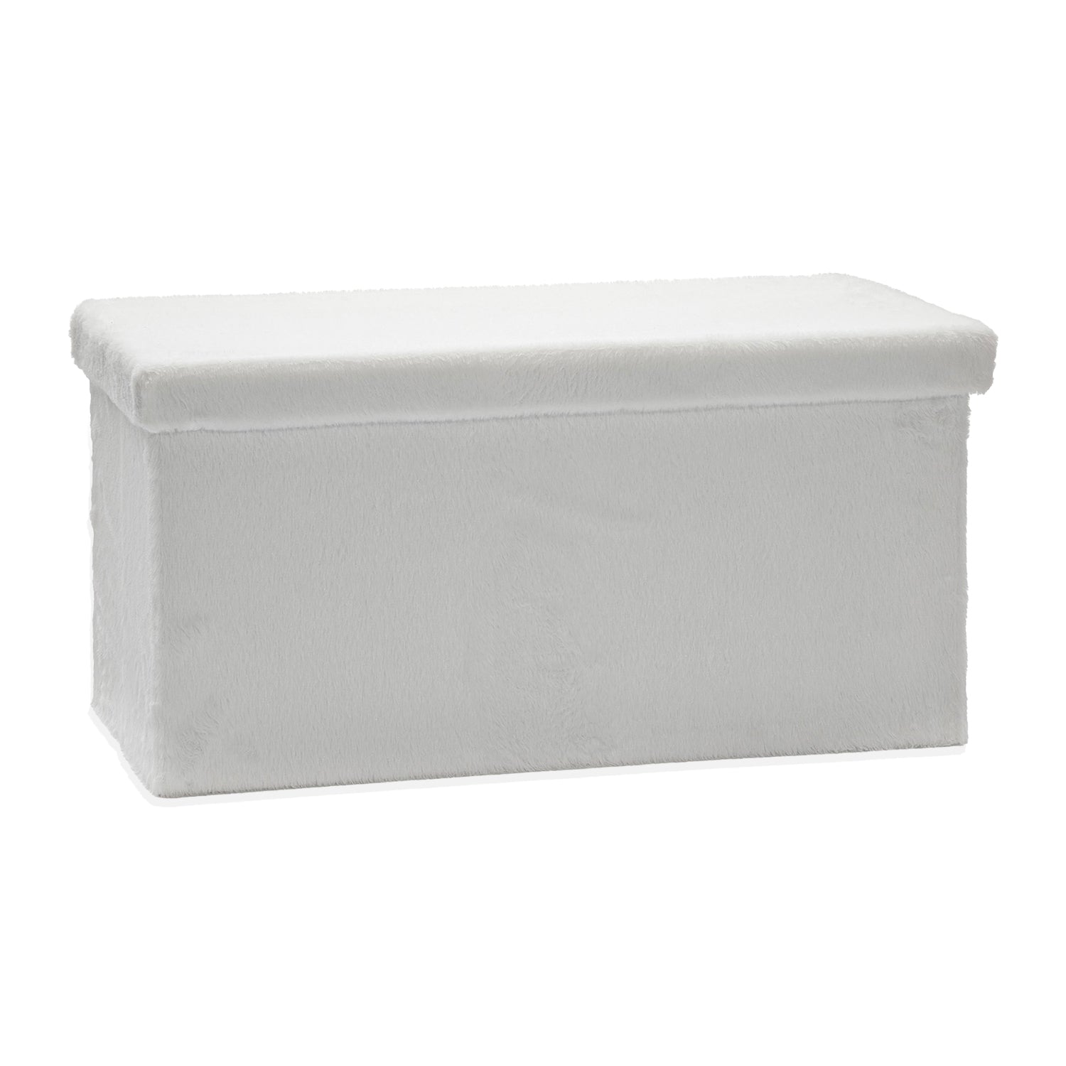VESTIAMO CASA - Pouf Contenitore Richiudibile Effetto pelliccia sintetica Bianco - h38x76x38 cm