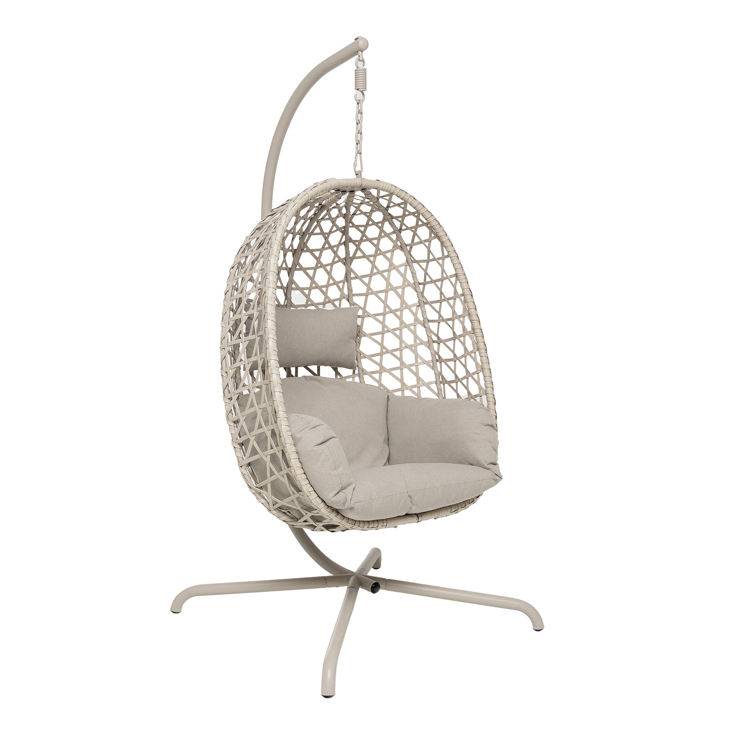 VESTIAMO CASA GIARDINO - Poltrona Dondolo da Giardino in acciaio con rivestimento Effetto Rattan Ècru e cuscini inclusi - h200x107x95 cm