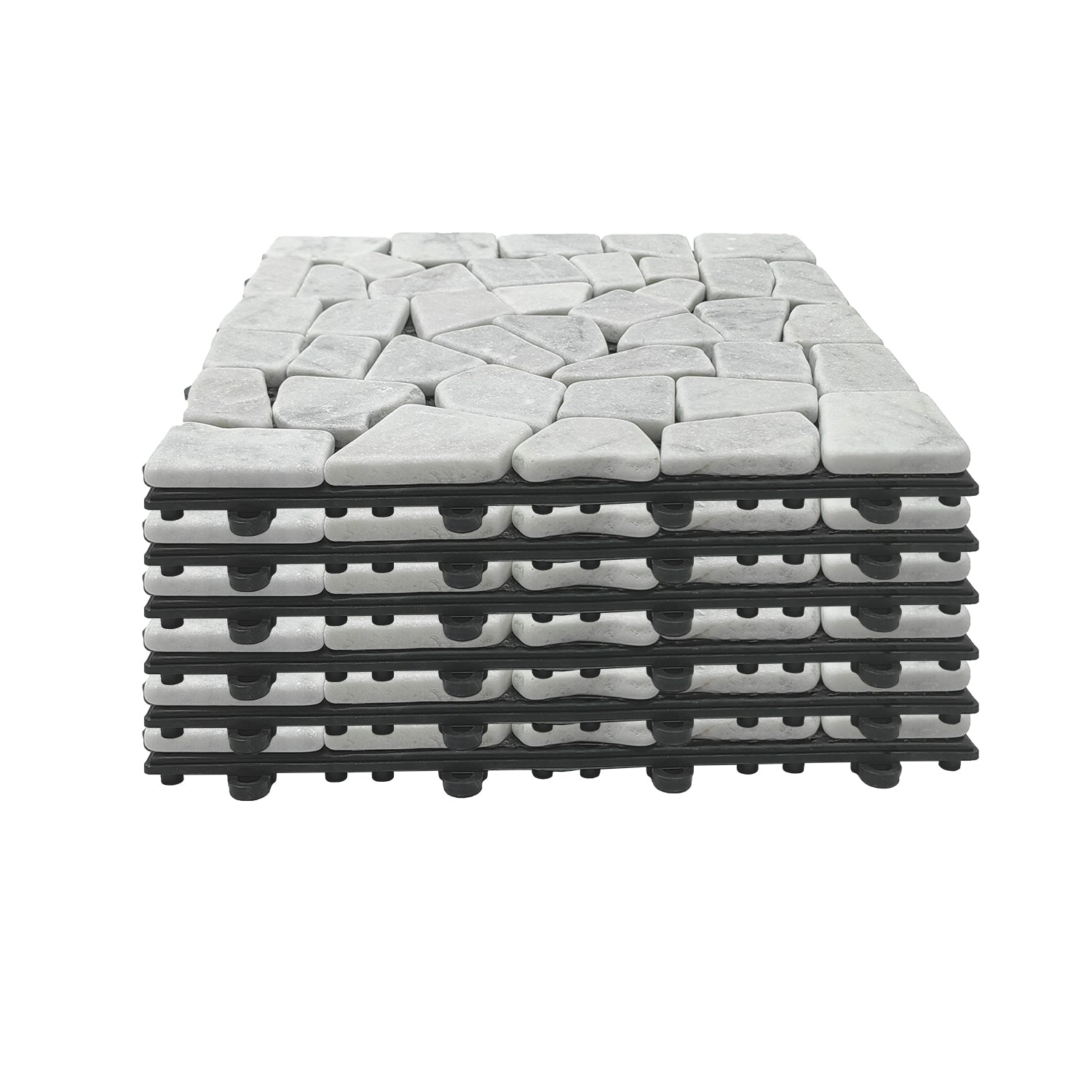 VESTIAMO CASA GIARDINO - Set 6 mattonelle ad Incastro in pietra Bianca 30x30cm