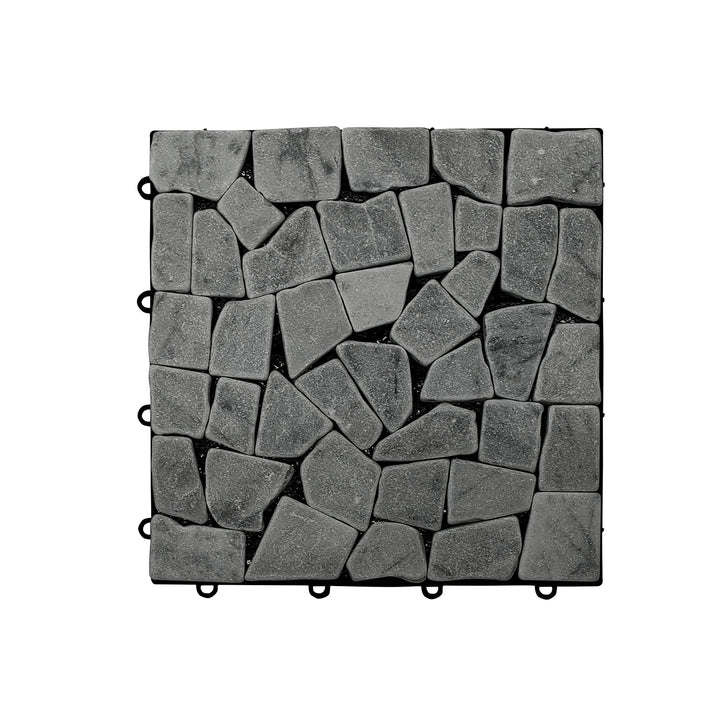 VESTIAMO CASA GIARDINO - Set 6 mattonelle ad Incastro in pietra Nera 30x30cm