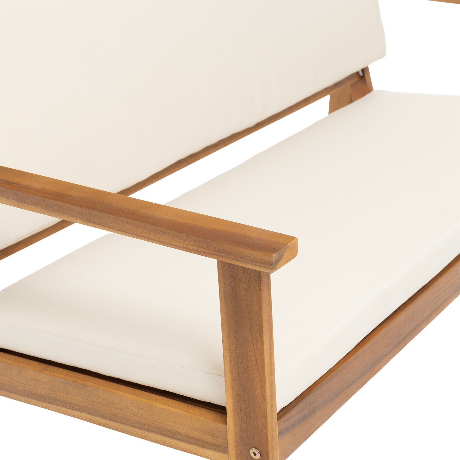 VESTIAMO CASA GIARDINO - Set da giardino 4 pezzi Struttura in Legno di Acacia e cuscini Beige