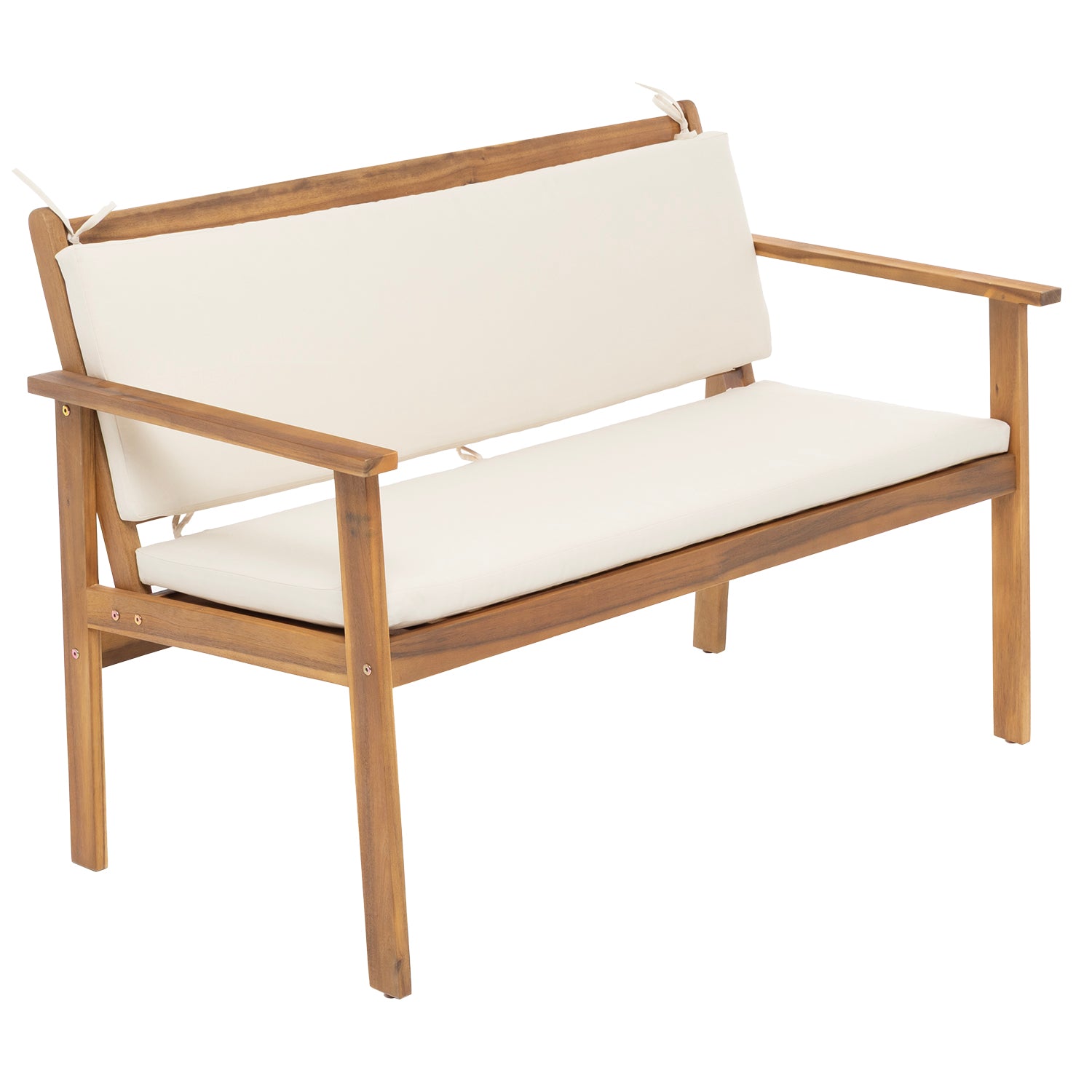 VESTIAMO CASA GIARDINO - Set da giardino 4 pezzi Struttura in Legno di Acacia e cuscini Beige