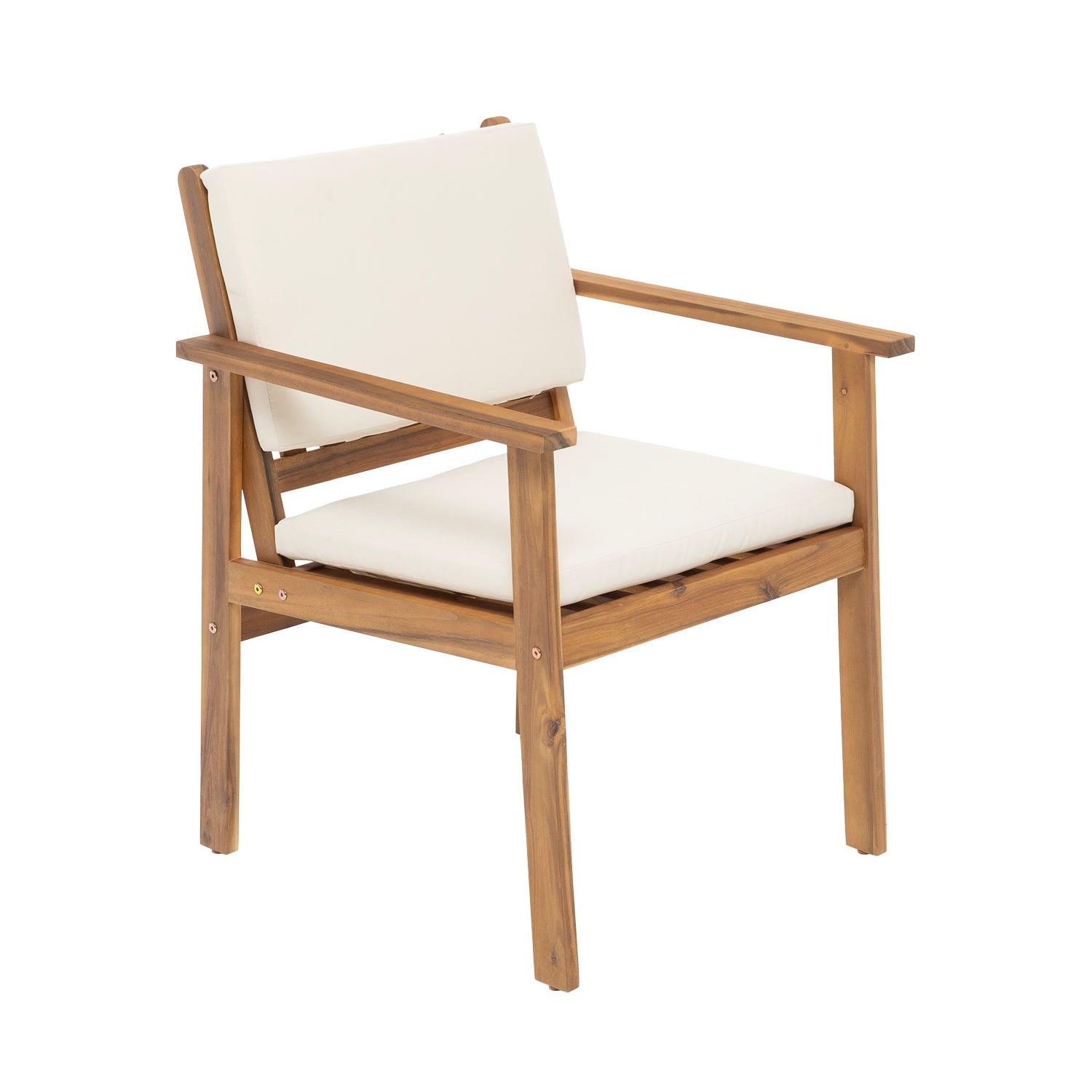 VESTIAMO CASA GIARDINO - Set da giardino 4 pezzi Struttura in Legno di Acacia e cuscini Beige