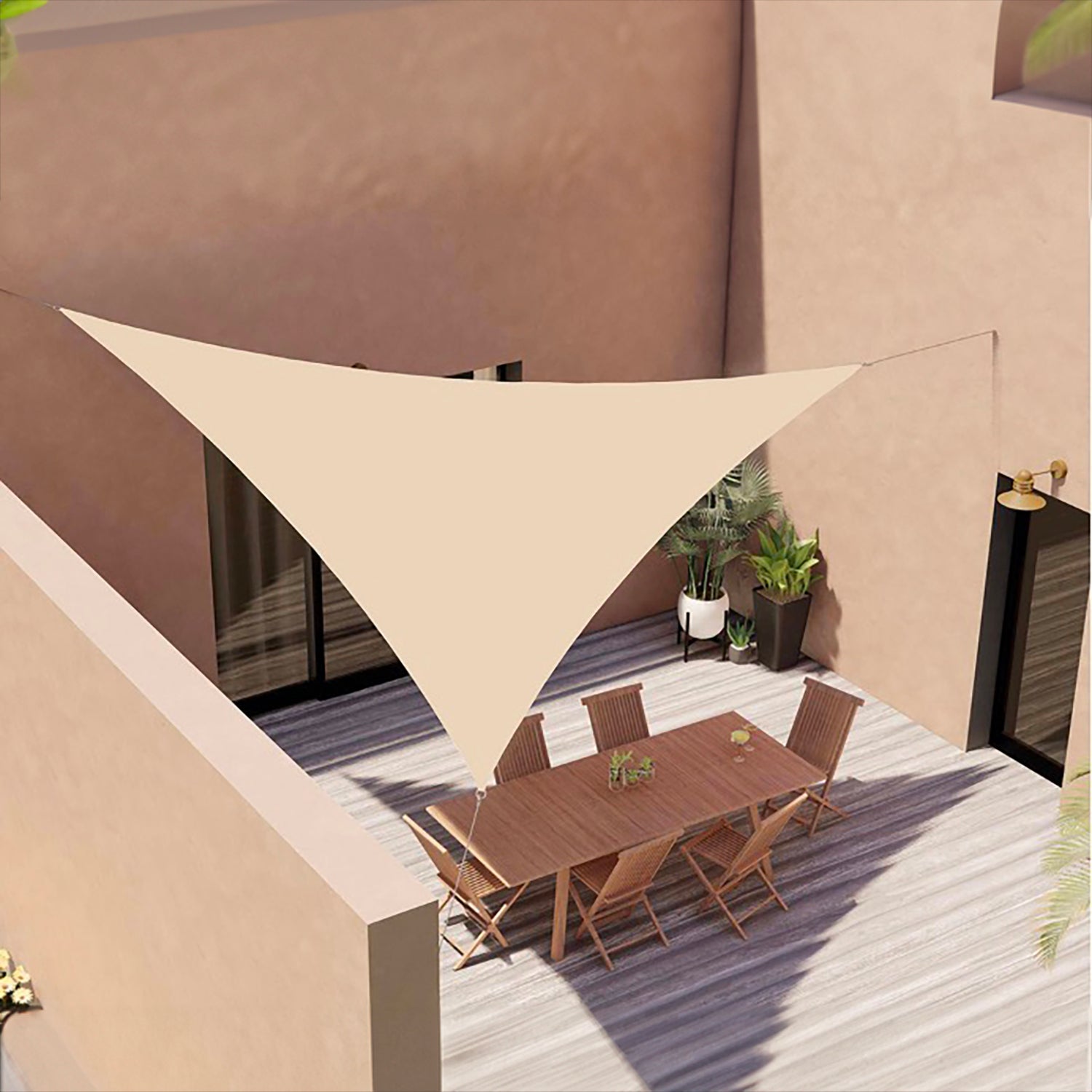 VESTIAMO CASA GIARDINO - Telo ombreggiante Vela da giardino triangolare Ècru 3x3x3 metri