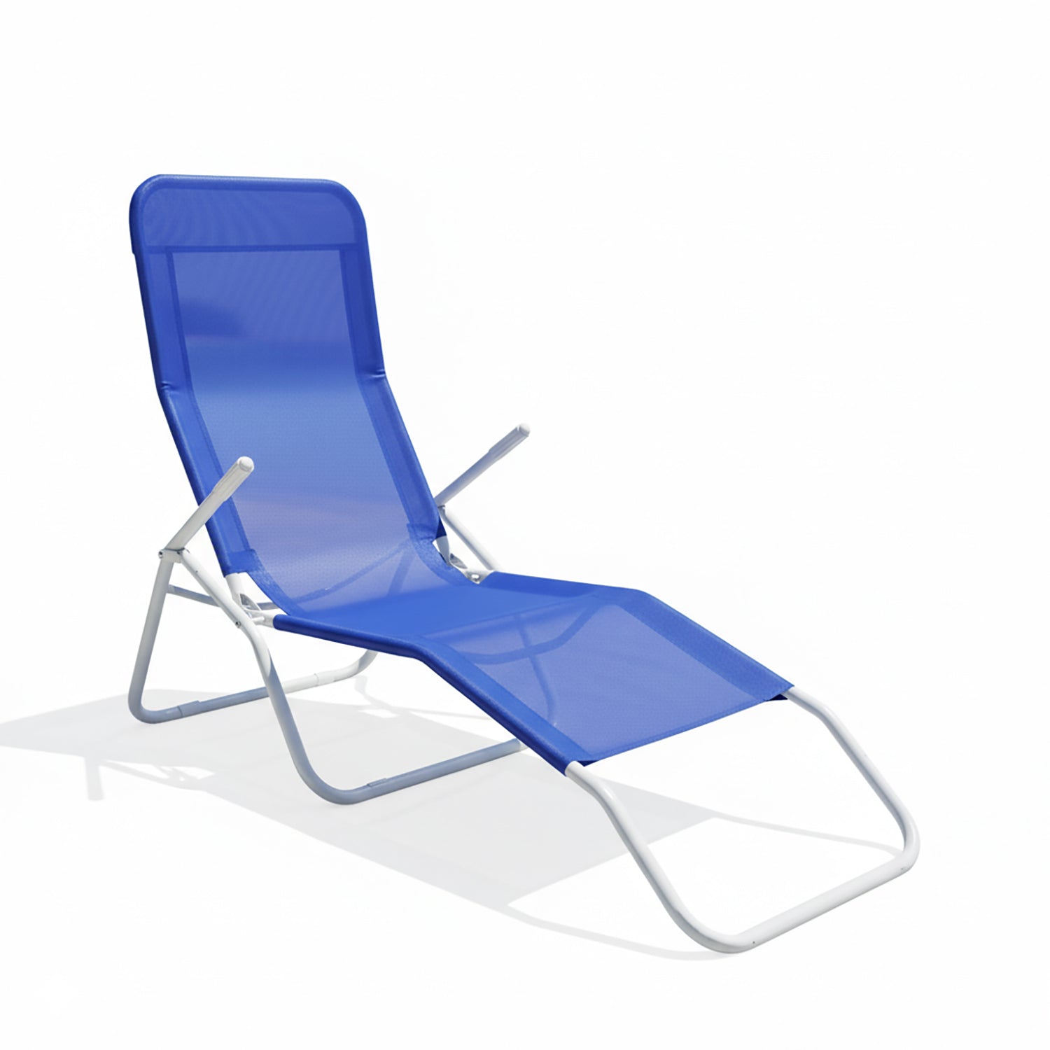 VESTIAMO CASA MARE - Lettino Mare Pieghevole in Acciaio e Textilene Blu