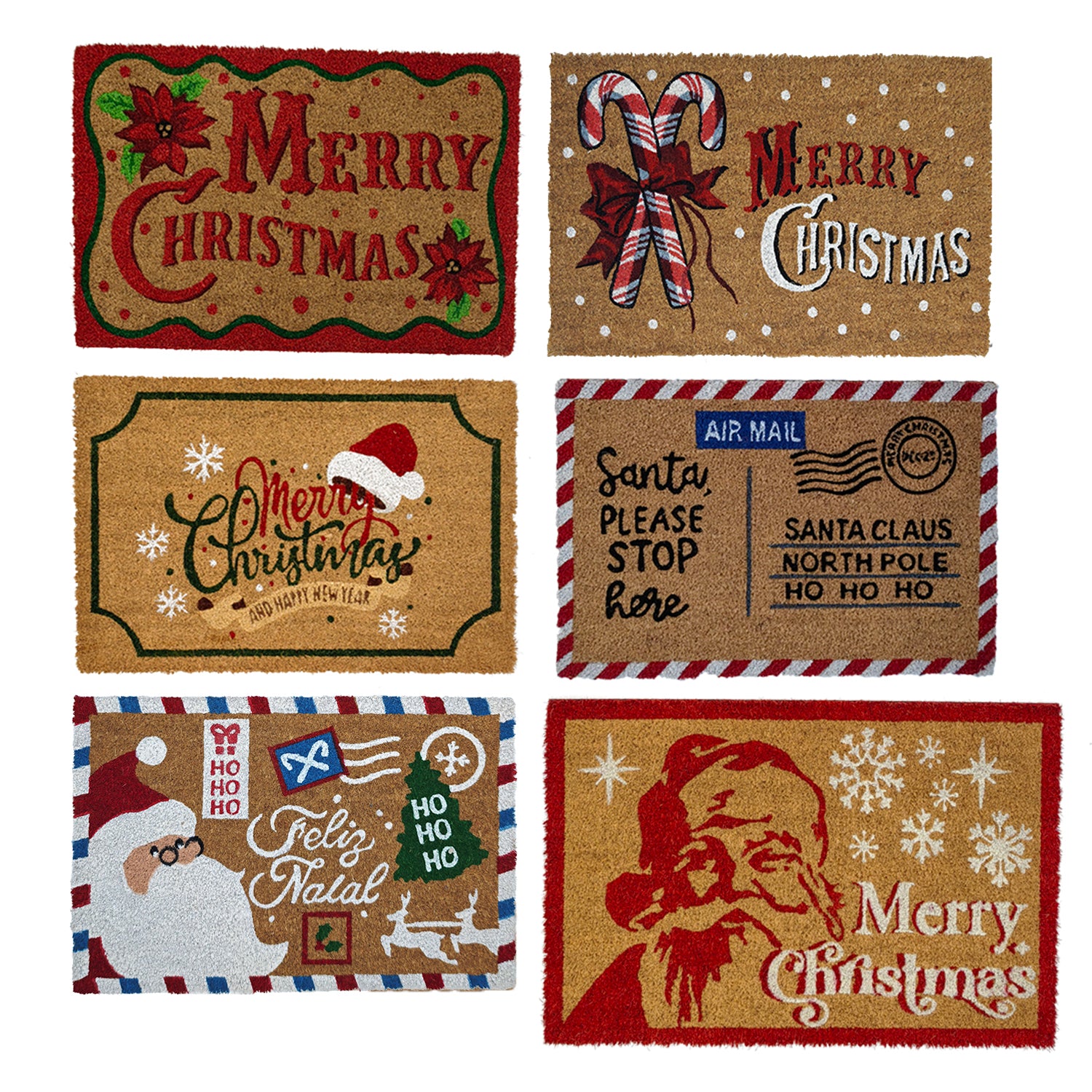 VESTIAMO CASA GRAN NATALE - Zerbino Natalizio in Cocco e PVC 40x60 cm