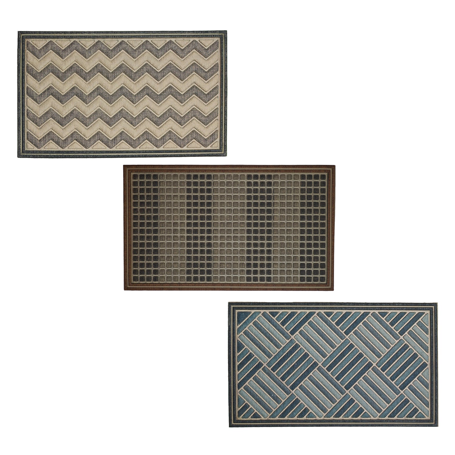 VESTIAMO CASA - Zerbino Design Moderno con texture Geometriche in Poliestere con retro in gomma 45x75 cm