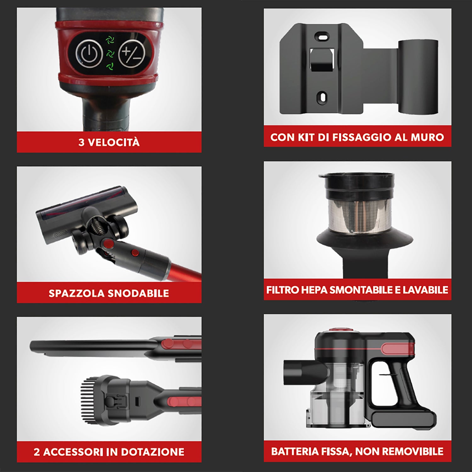 DICTROLUX - Aspirapolvere senza fili ciclonica Pure Sweep serie RS40B 120 Watt