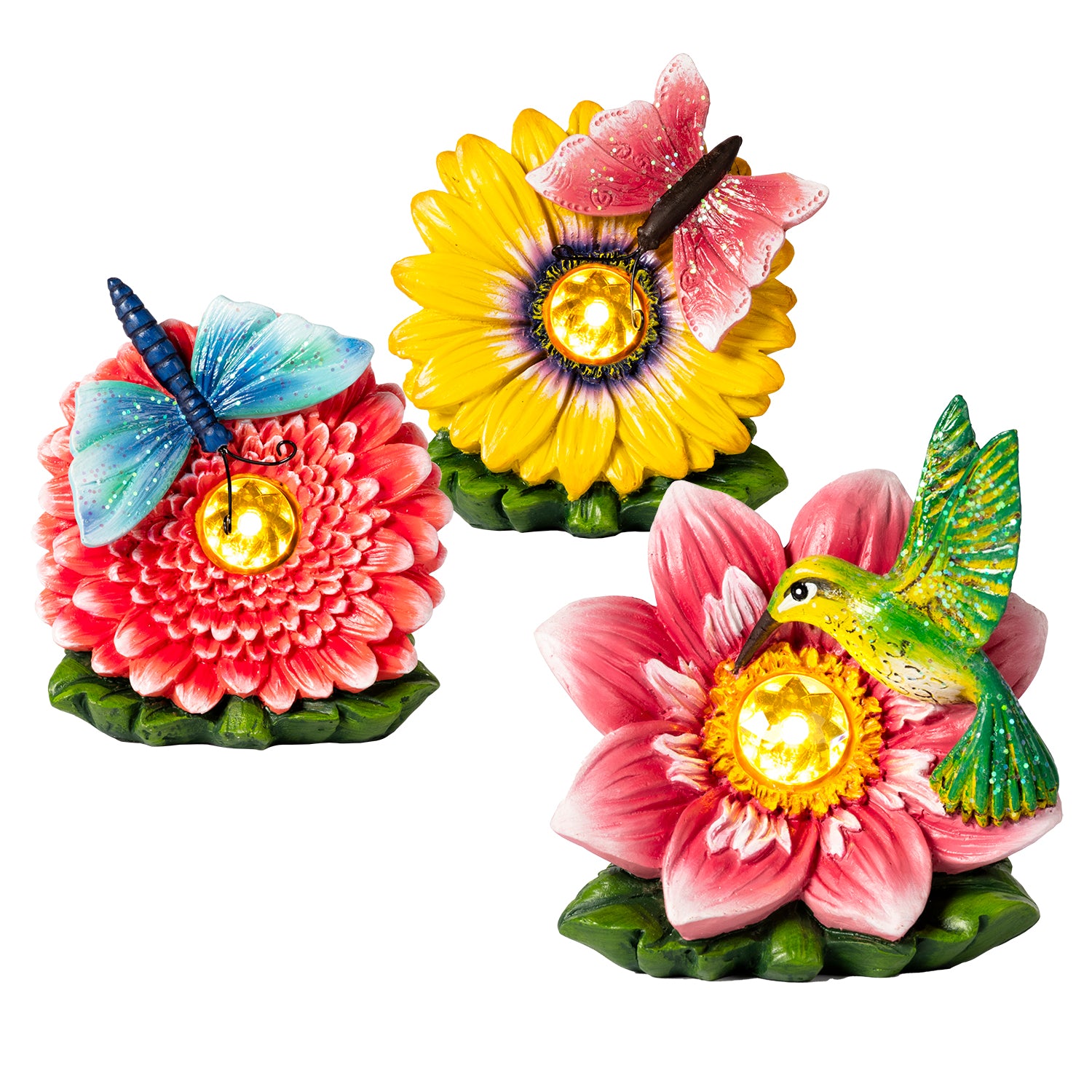 DICTROLUX - Lampada Solare LED Decorativa da Giardino Fiori h13 cm