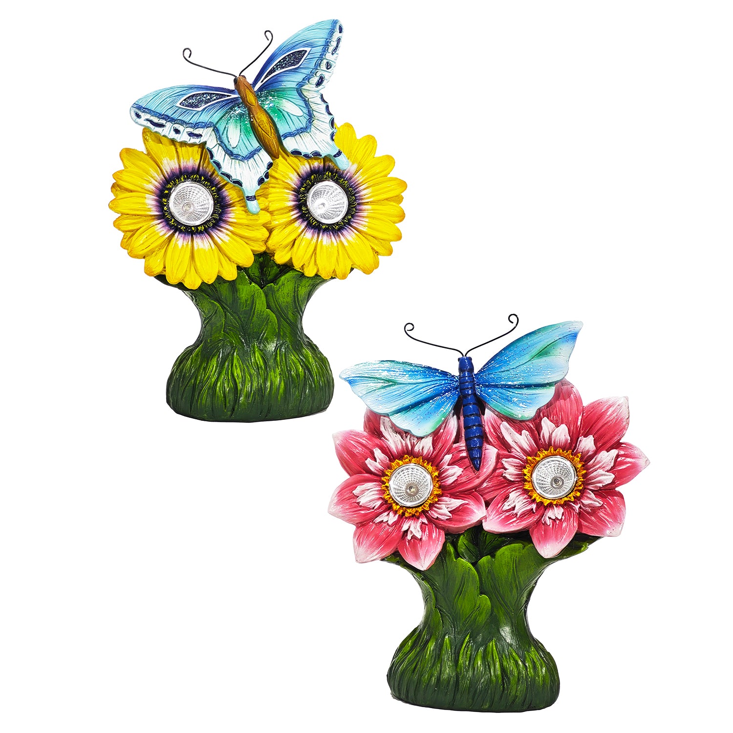 DICTROLUX - Lampada Solare LED Decorativa da Giardino Fiori Luce Calda h30 cm