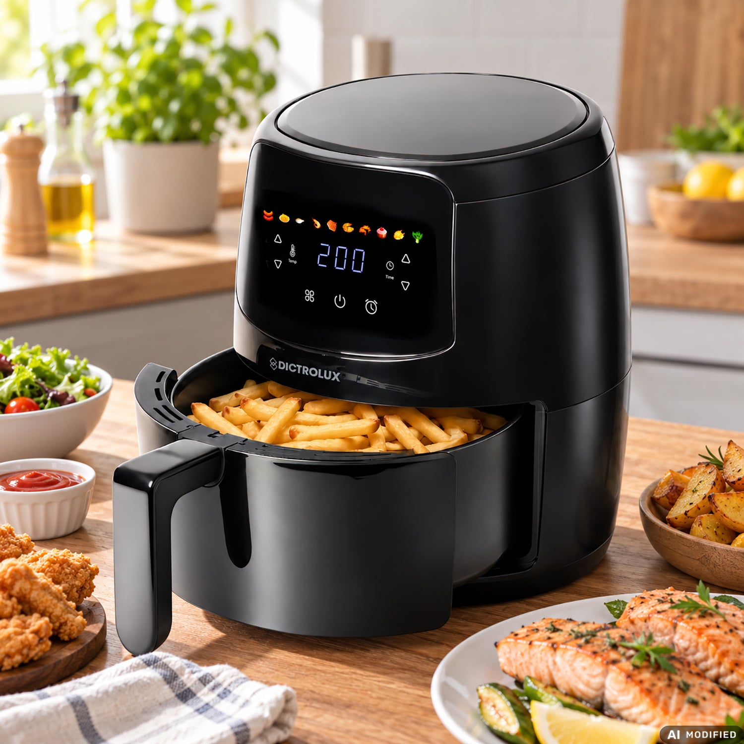 DICTROLUX - Friggitrice ad Aria Digitale Top Frying 4 Litri 1500 Watt
