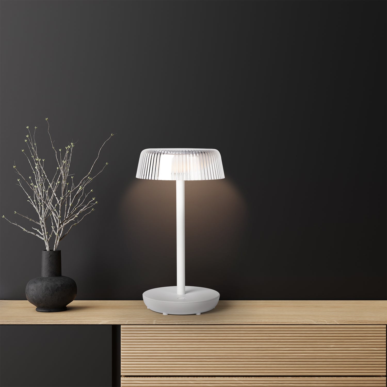 DICTROLUX - Lampada Led Touch Dimmerabile Brigitte Bianca - h29 cm diametro 16 cm
