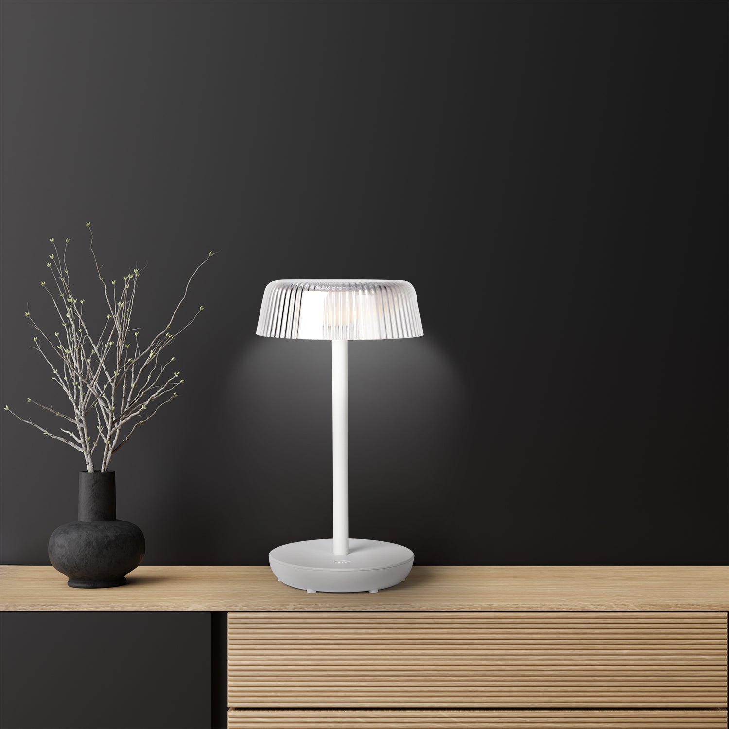 DICTROLUX - Lampada Led Touch Dimmerabile Brigitte Bianca - h29 cm diametro 16 cm