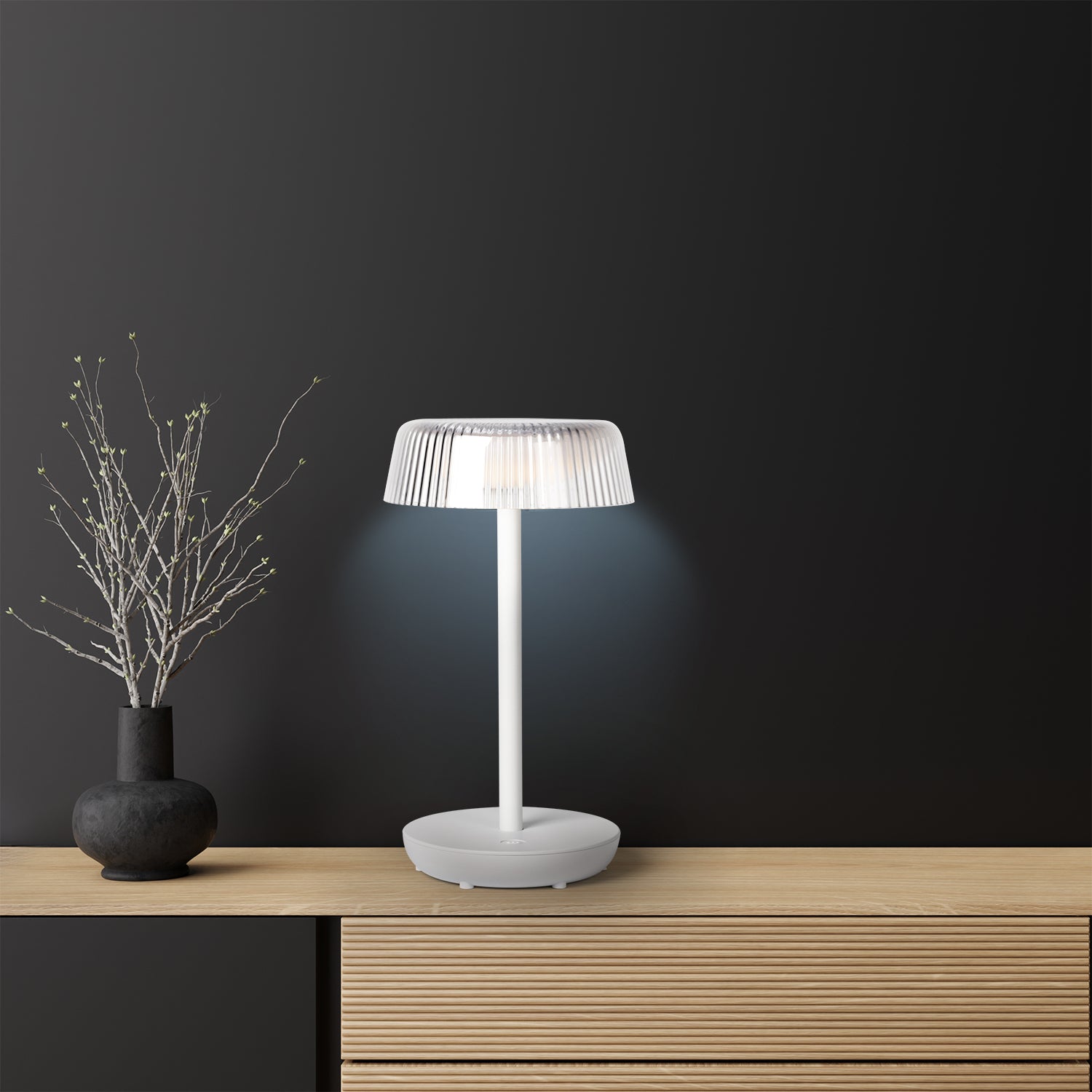 DICTROLUX - Lampada Led Touch Dimmerabile Brigitte Bianca - h29 cm diametro 16 cm