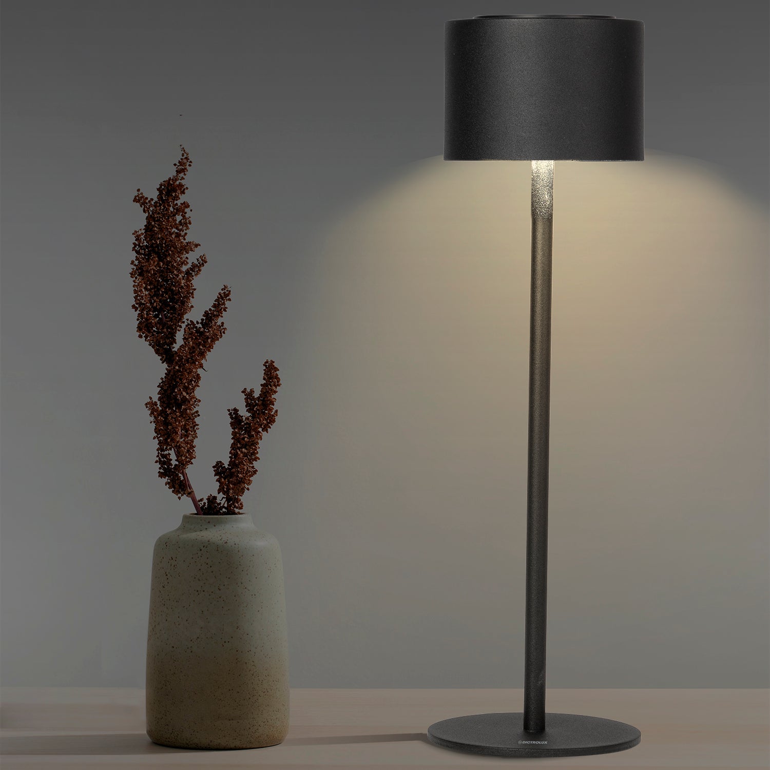 DICTROLUX - Lampada Led Touch Dimmerabile Black Nausica  - h37 cm diametro 10,5 cm