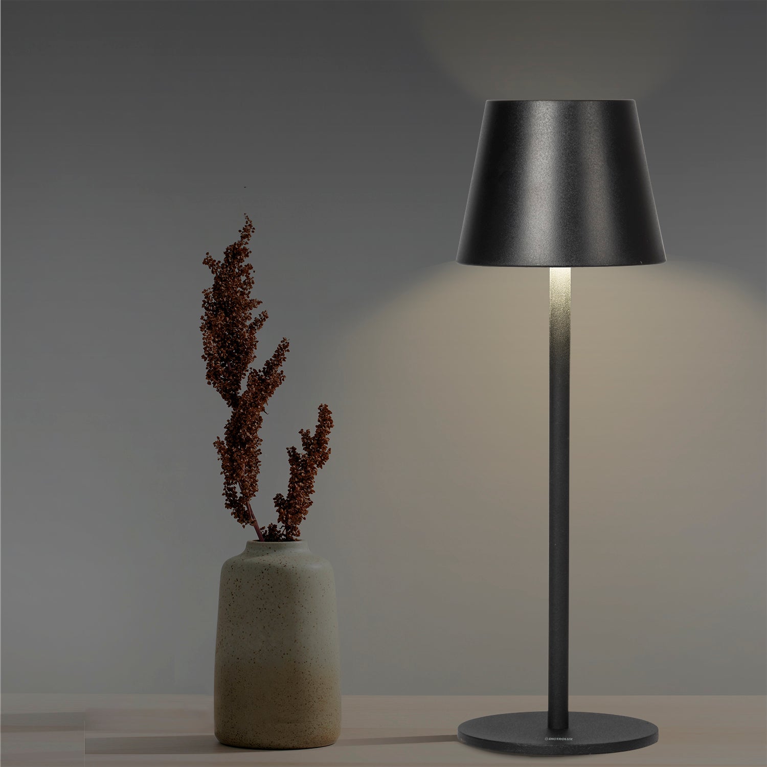 DICTROLUX - Lampada Led Touch Dimmerabile Black Penelope  - h36 cm diametro 11,5 cm