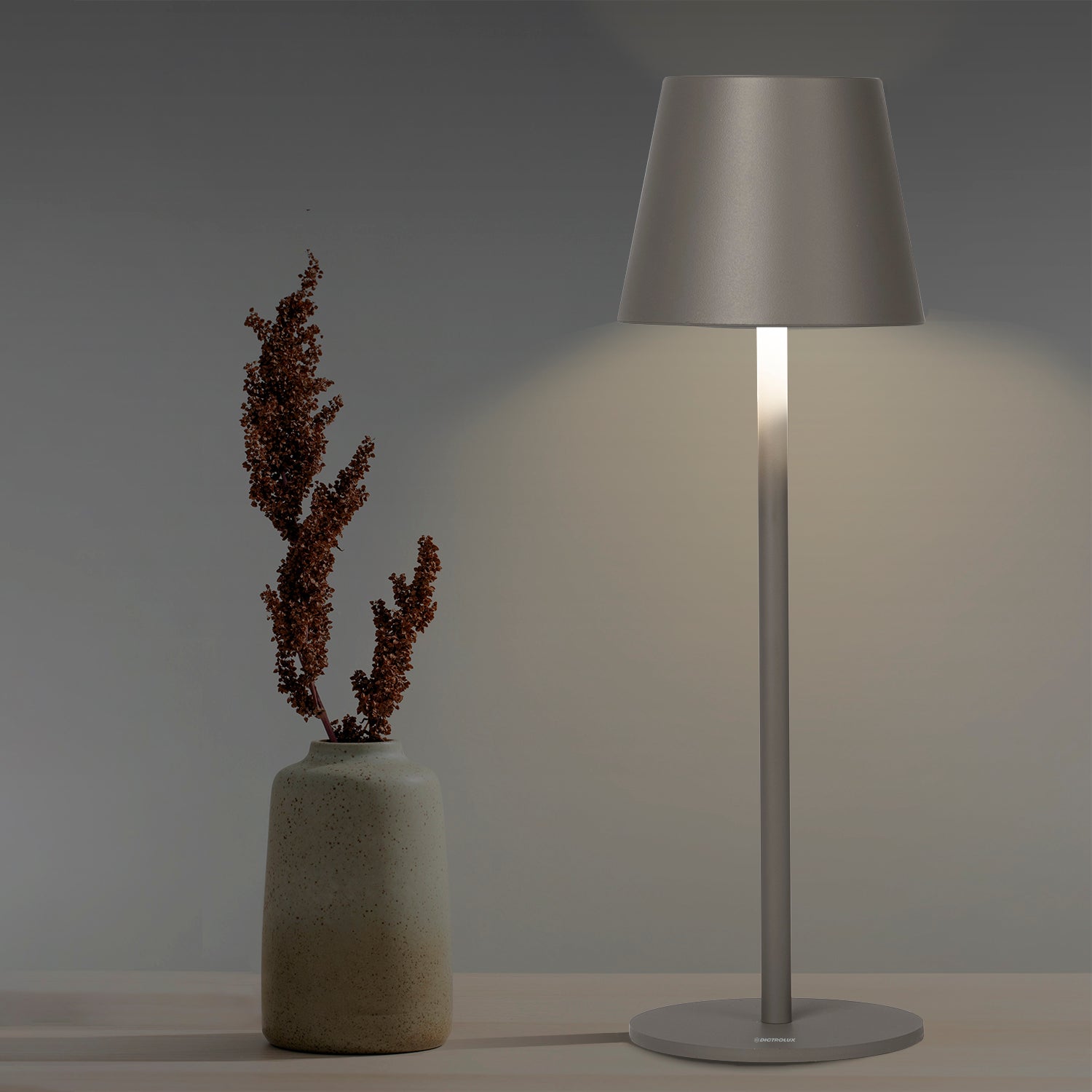 DICTROLUX - Lampada Led Touch Dimmerabile Grey Penelope  - h36 cm diametro 11,5 cm