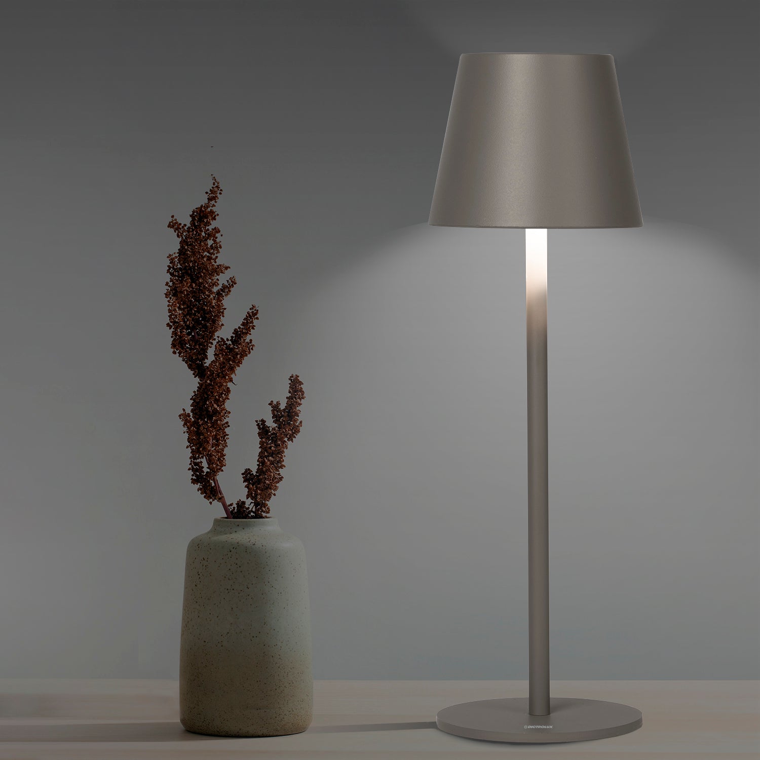 DICTROLUX - Lampada Led Touch Dimmerabile Grey Penelope  - h36 cm diametro 11,5 cm