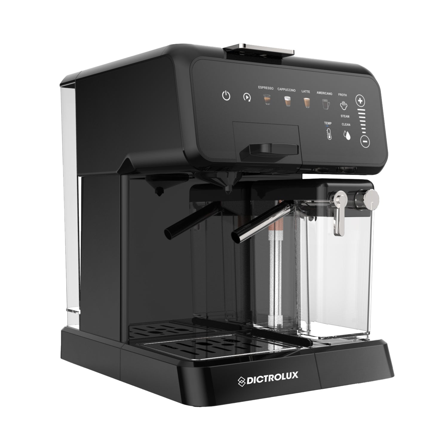 DICTROLUX - Macchina da Caffè Digitale 4 in 1 Mozen Express & Milk 1400 Watt - Compatibile con Capsule Nespresso®, DolceGusto®, Lavazza A Modo Mio e Cialde ESE