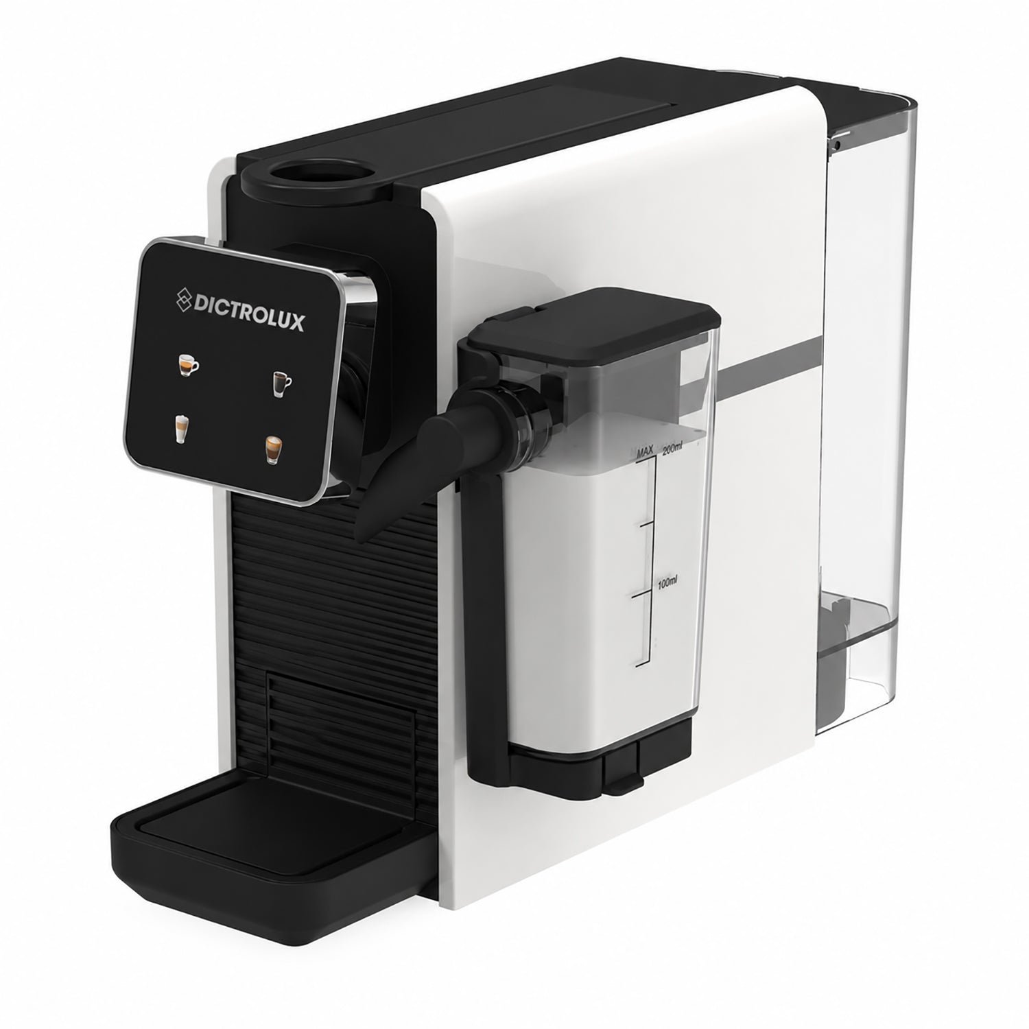 DICTROLUX - Macchina da Caffè Digitale Express & Milk White 1400 Watt - Compatibile con Capsule Nespresso®