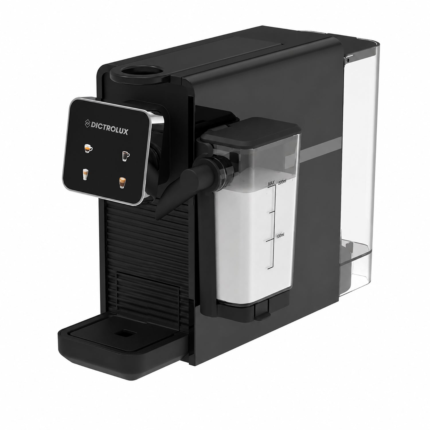 DICTROLUX - Macchina da Caffè Digitale Express & Milk Black 1400 Watt - Compatibile con Capsule Nespresso®