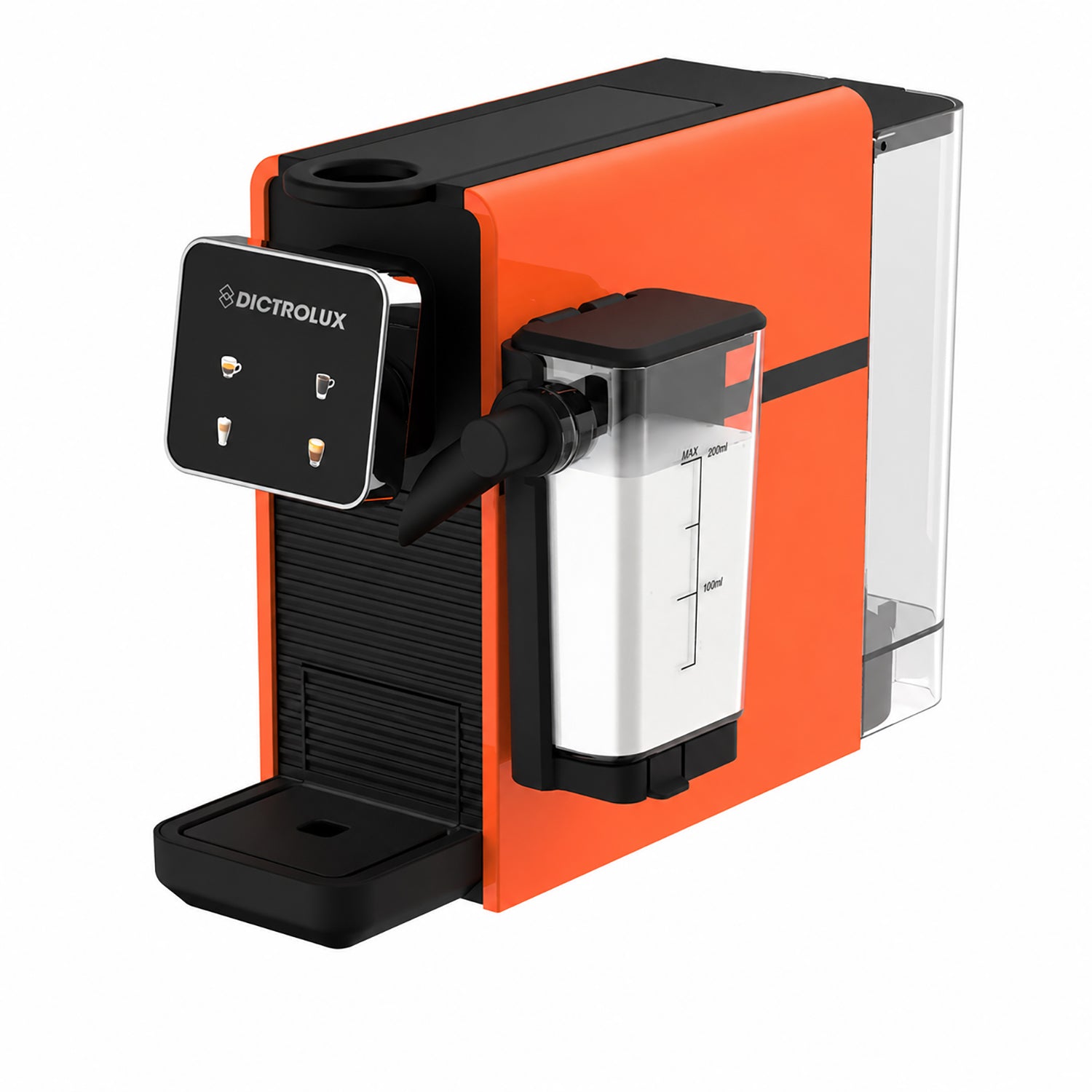 DICTROLUX - Macchina da Caffè Digitale Express & Milk Orange 1400 Watt - Compatibile con Capsule Nespresso®
